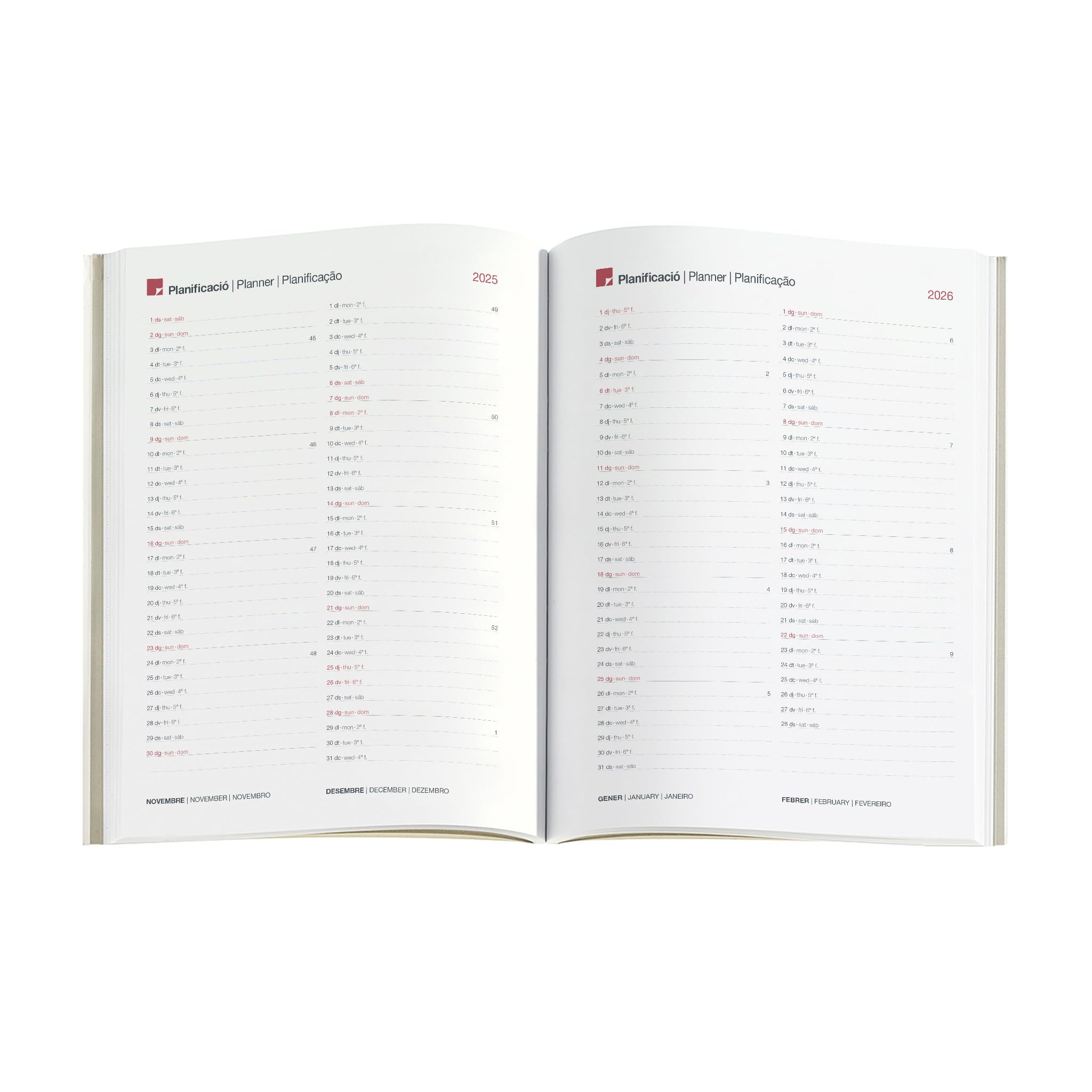 Miquelrius, 2025 Diary, Yearly Diary 155 x 213 mm, Day Page Agenda, Stitched Padded Hard Cover, 80 g/m² Paper, Catalan - Image 3
