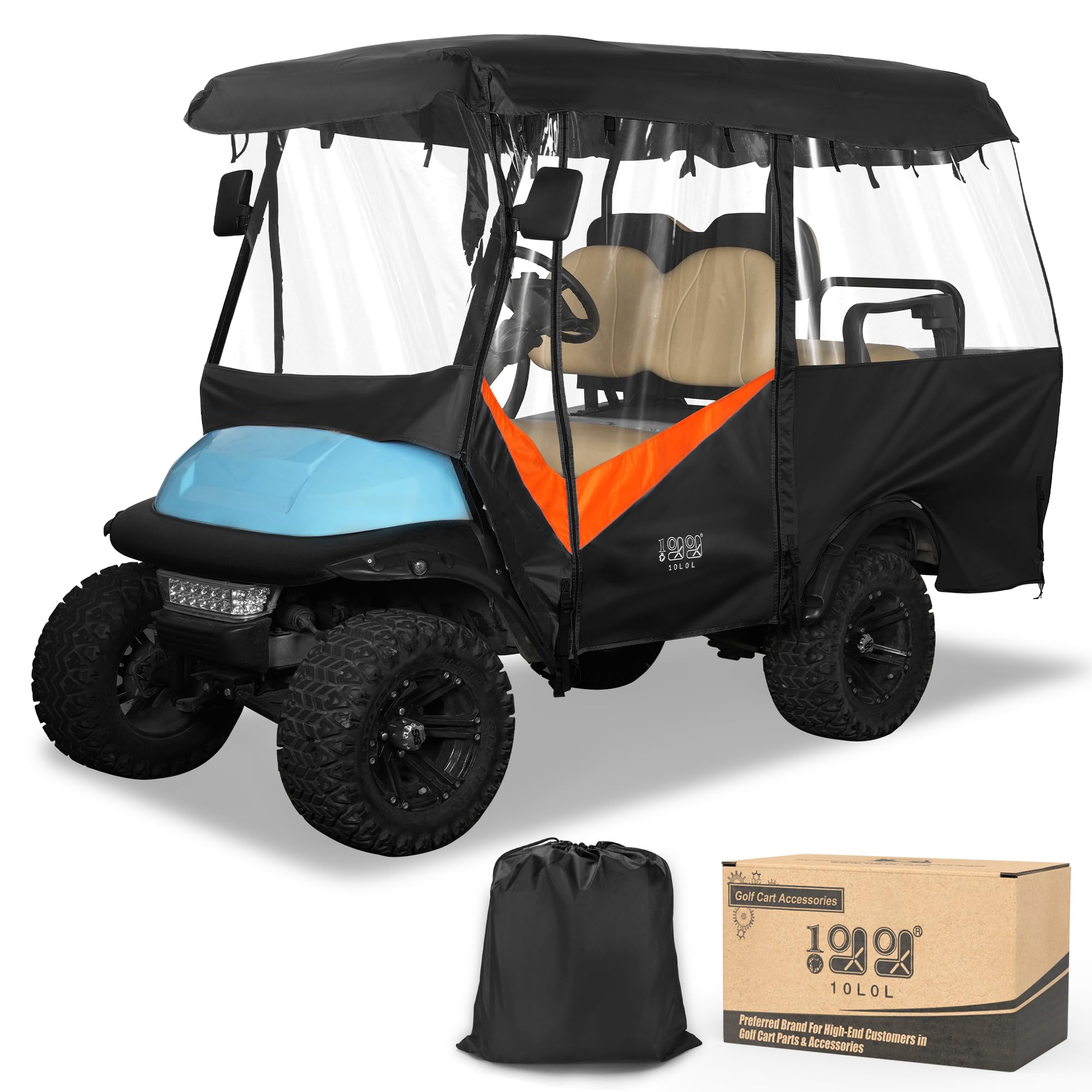 10L0L Golf Cart 4 Passenger Golf Cart Enclosure, 600D Waterproof Driving Enclosure for Club Car EZGO RXV TXT Yamaha Rain Cover, Roof Within 86.6 inch