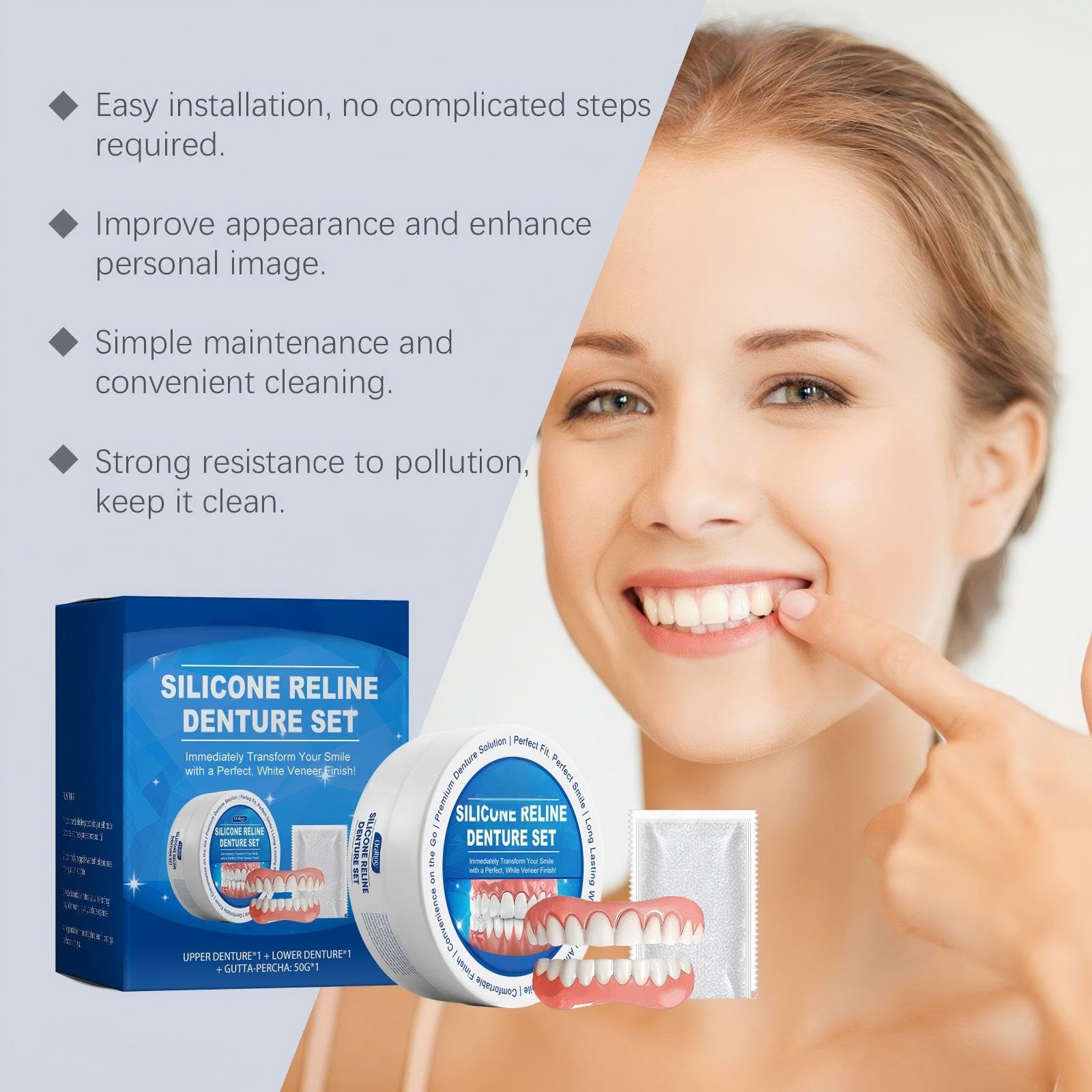 Prothèse Dentaire Silicone Bikenda Pour Hommes 2.0 Et Femmes, Fine Design Comfortable Fit Quickly Improve the Beautyof Your Smile (1 Appareil Dentaire Supérieur) - 5