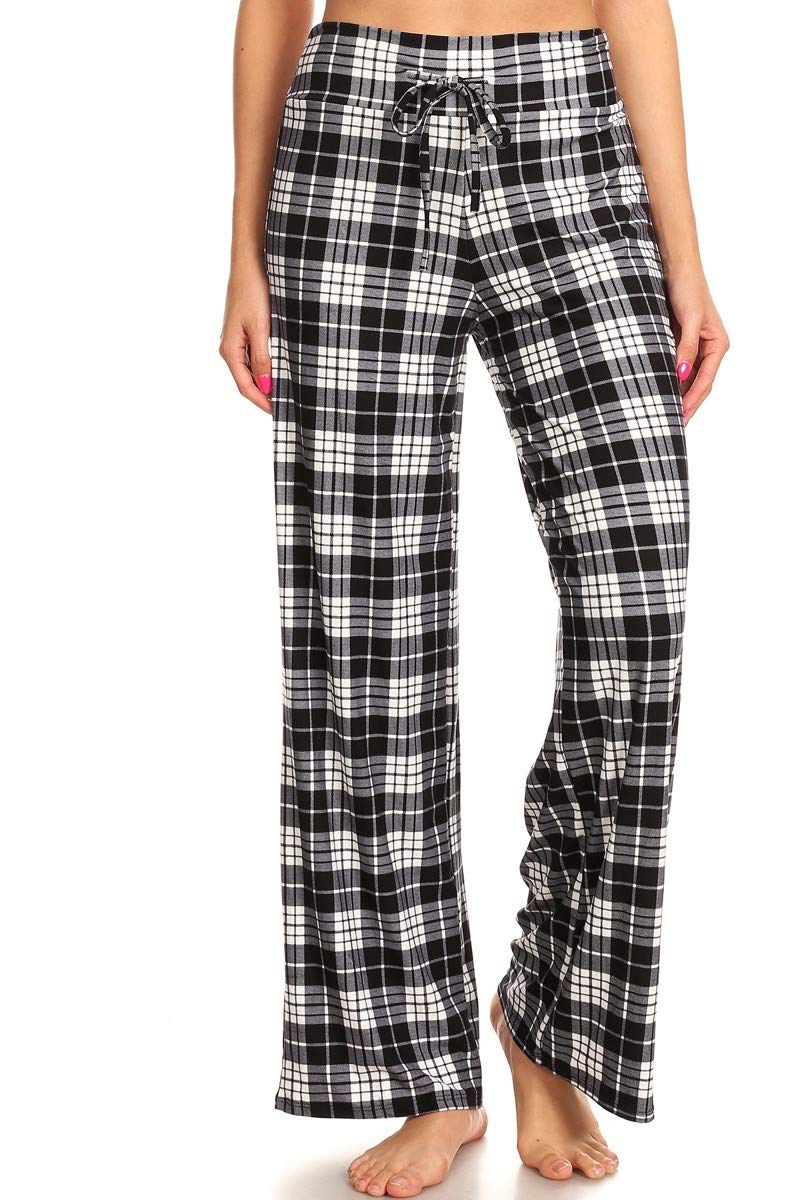Leggings Depot Women's Wide Leg Drawstring Pajama Pants for Lounge, Sleep