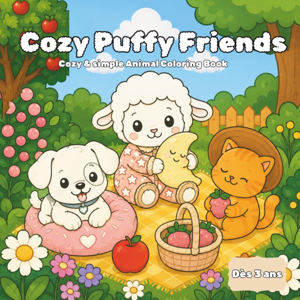 Cozy puffy friends: Cozy & simple Animal Coloring Book