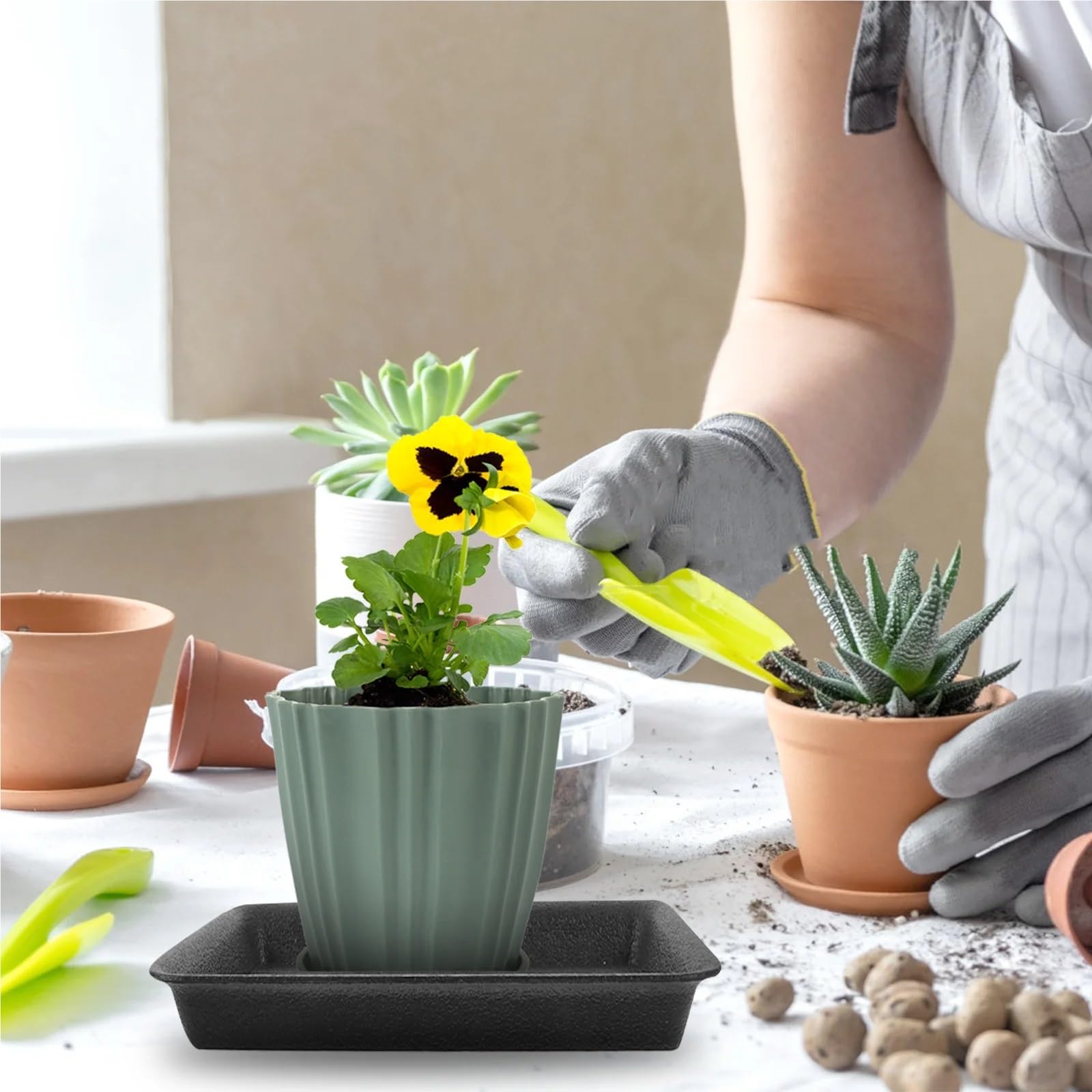 6Pcs Plastic Plant Trays for Pots per Piante