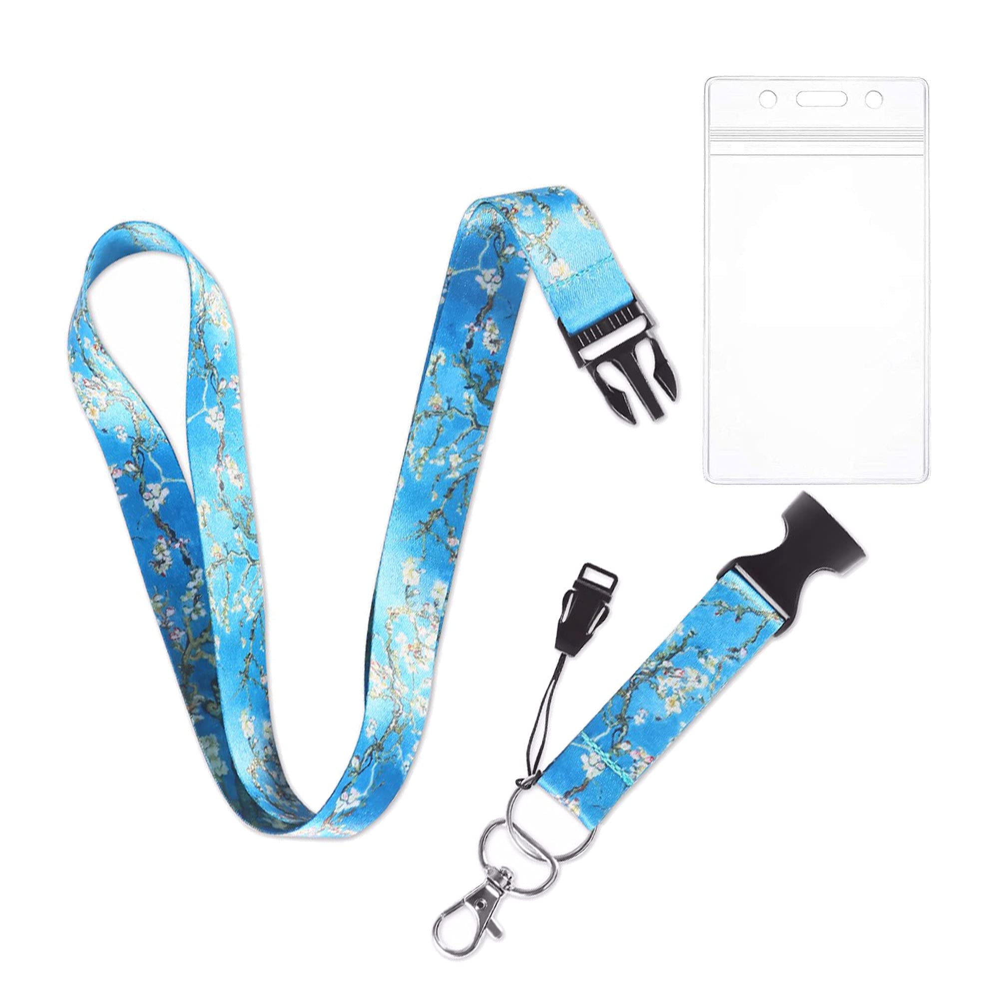 Key Lanyard Keychain ID Badge Holder Detachable Neck Strap Safety Lanyards Keyring Van Gogh Art Design Gift for Women Men Guy Adult University Teen Almond Blossom