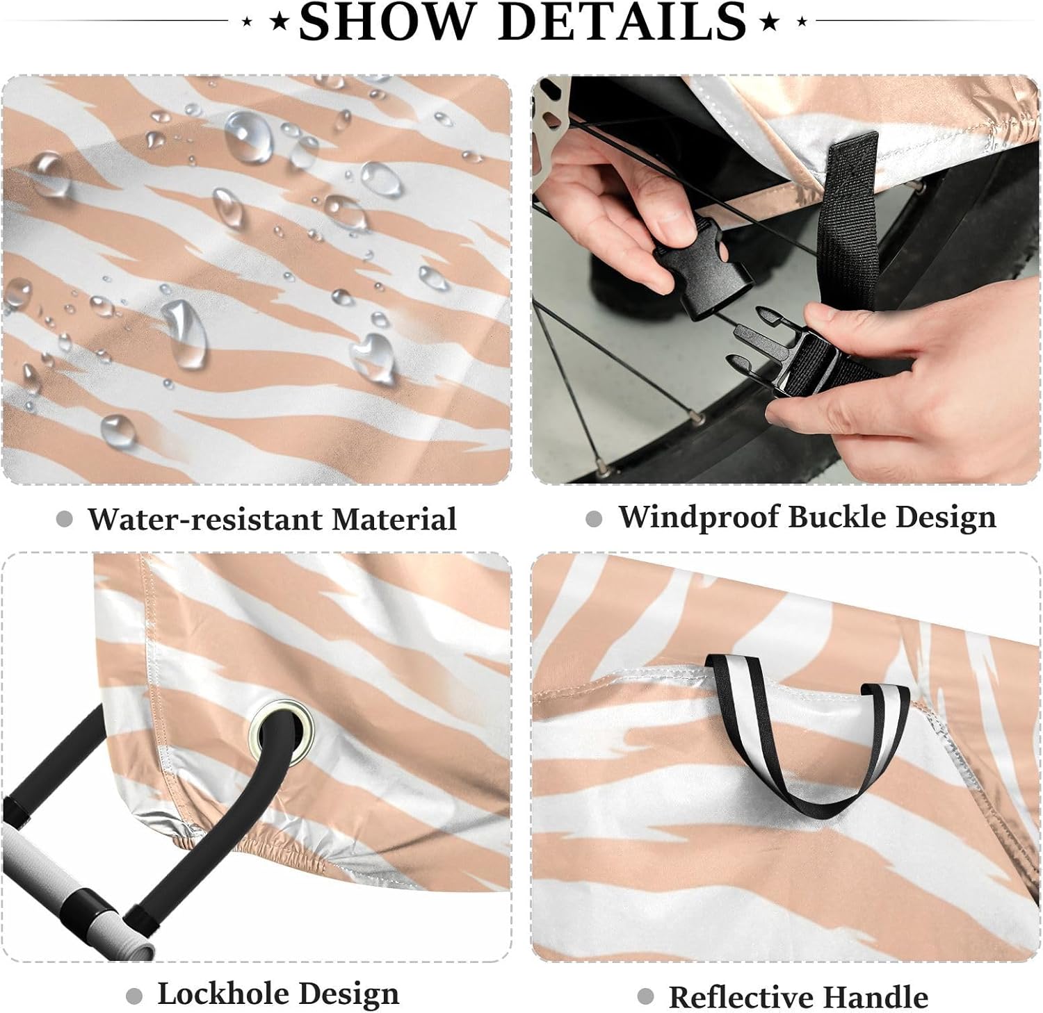 ALAZA Light Tiger Print Bike Cover Waterproof Outdoor Ebike Bicycle Covers Tarp Protection for 1/2 Bikes, Sun UV Dust Wind Proof