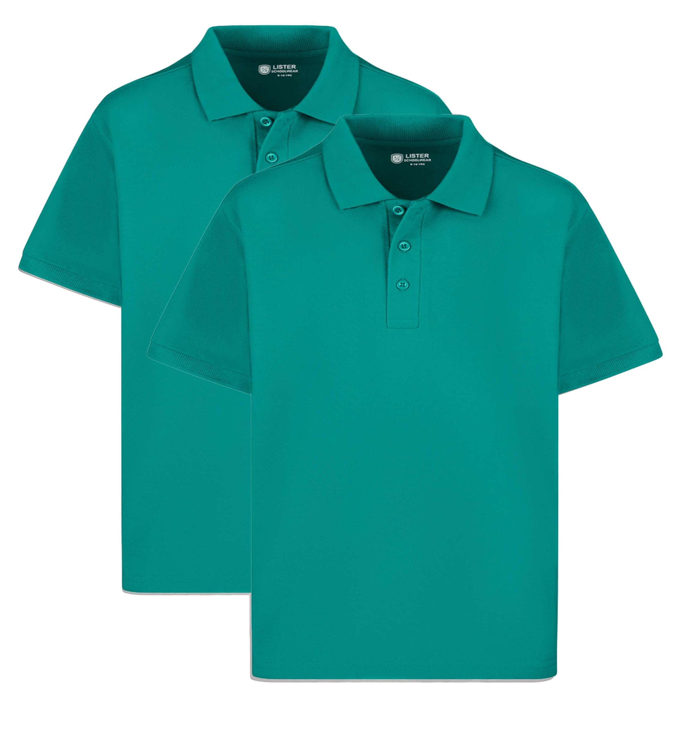 2 Pack Boys Plain 100% Cotton Ages 3-16y Polo Shirts Children School T-Shirt Uniform Summer