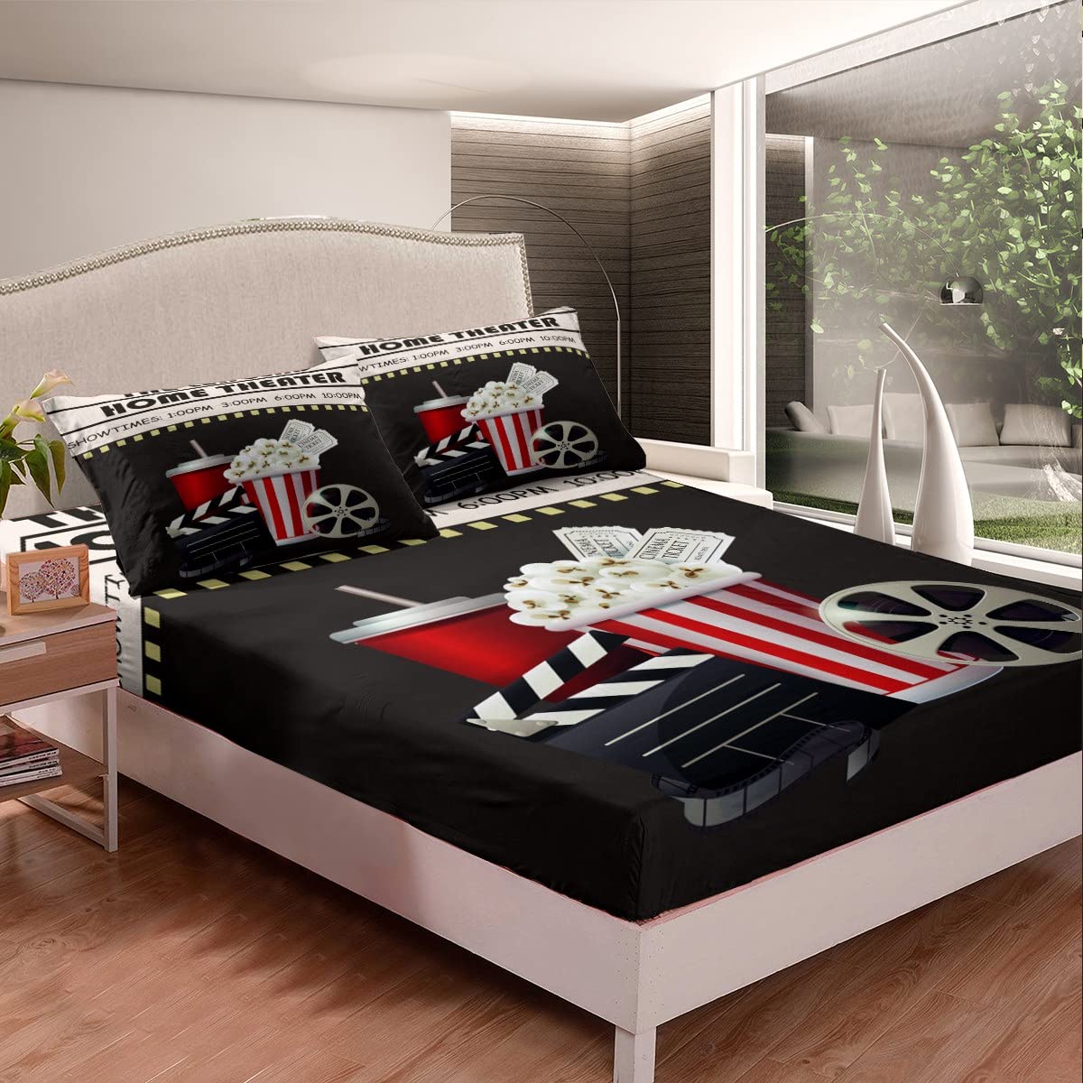 Set Lenzuola Vintage Stile Cinema - Microfibra Ultra Morbida | Blu | Singolo Con Angoli Profondi | Ideale Camera Bambini E Adulti - Foto 6