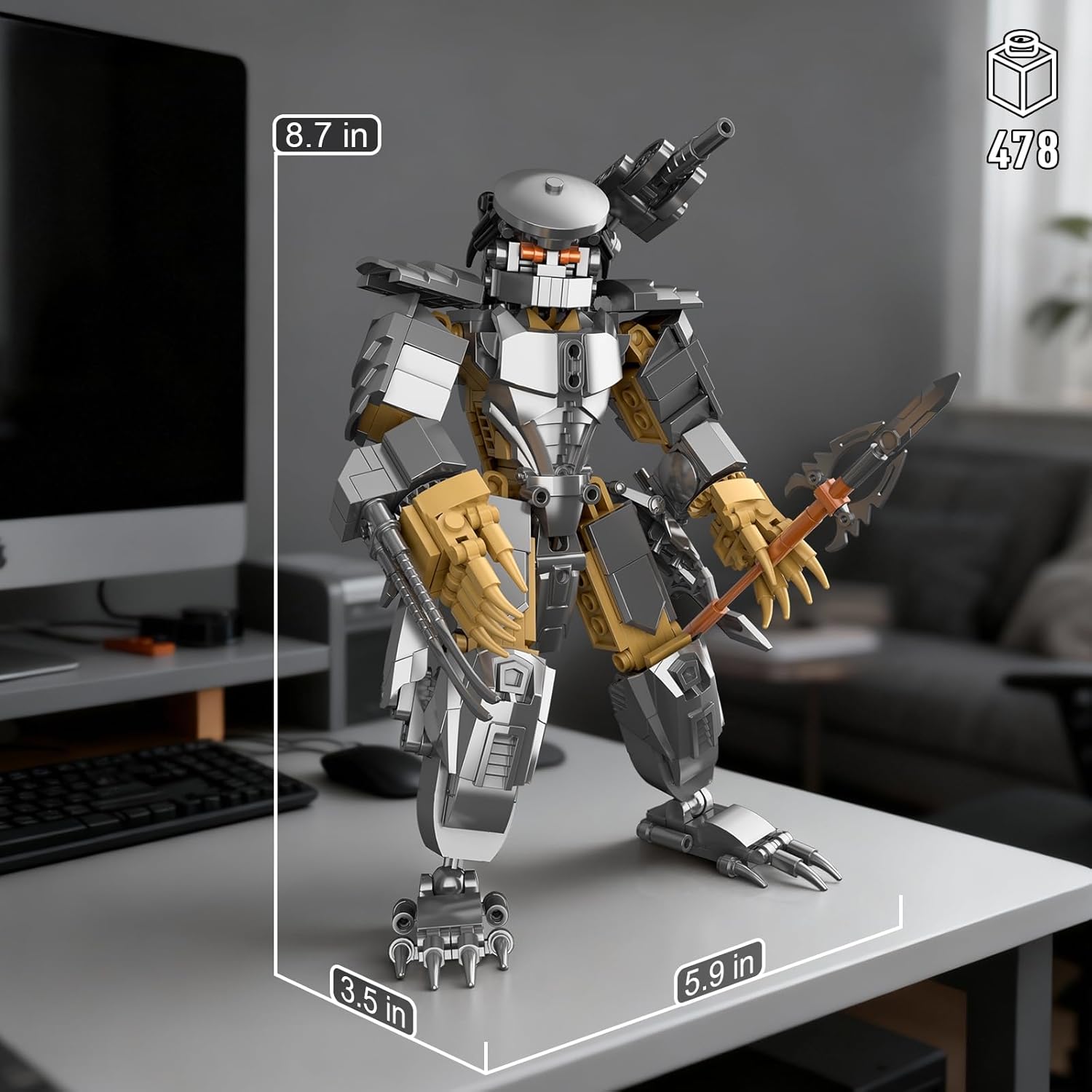 HIGH GODO Alien Mech Xenomorph Warrior Building Sets for Adult, Horror Action Figure Toy with Spears, Gifts for Adults Aged 14+ for Birthdays Christmases Halloweens, 478 Pieces
