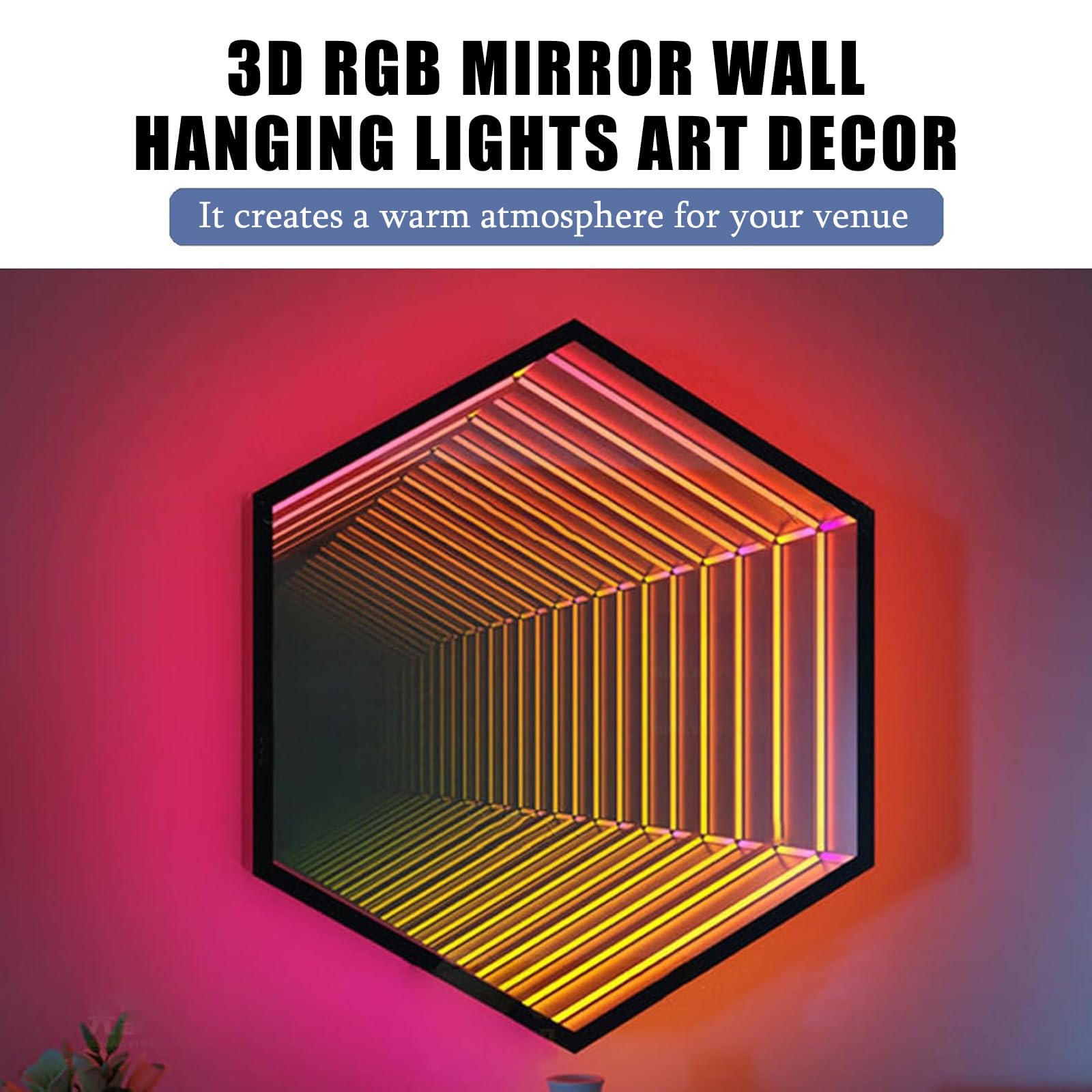 Luz De Noche De TúNel Rgb, LáMpara De TúNel Con Espejo Infinito, Luces Colgantes De Pared Con Sensores Remotos, Luz De TúNel Multicolor Para Sala De Juegos,hexagon-30cm