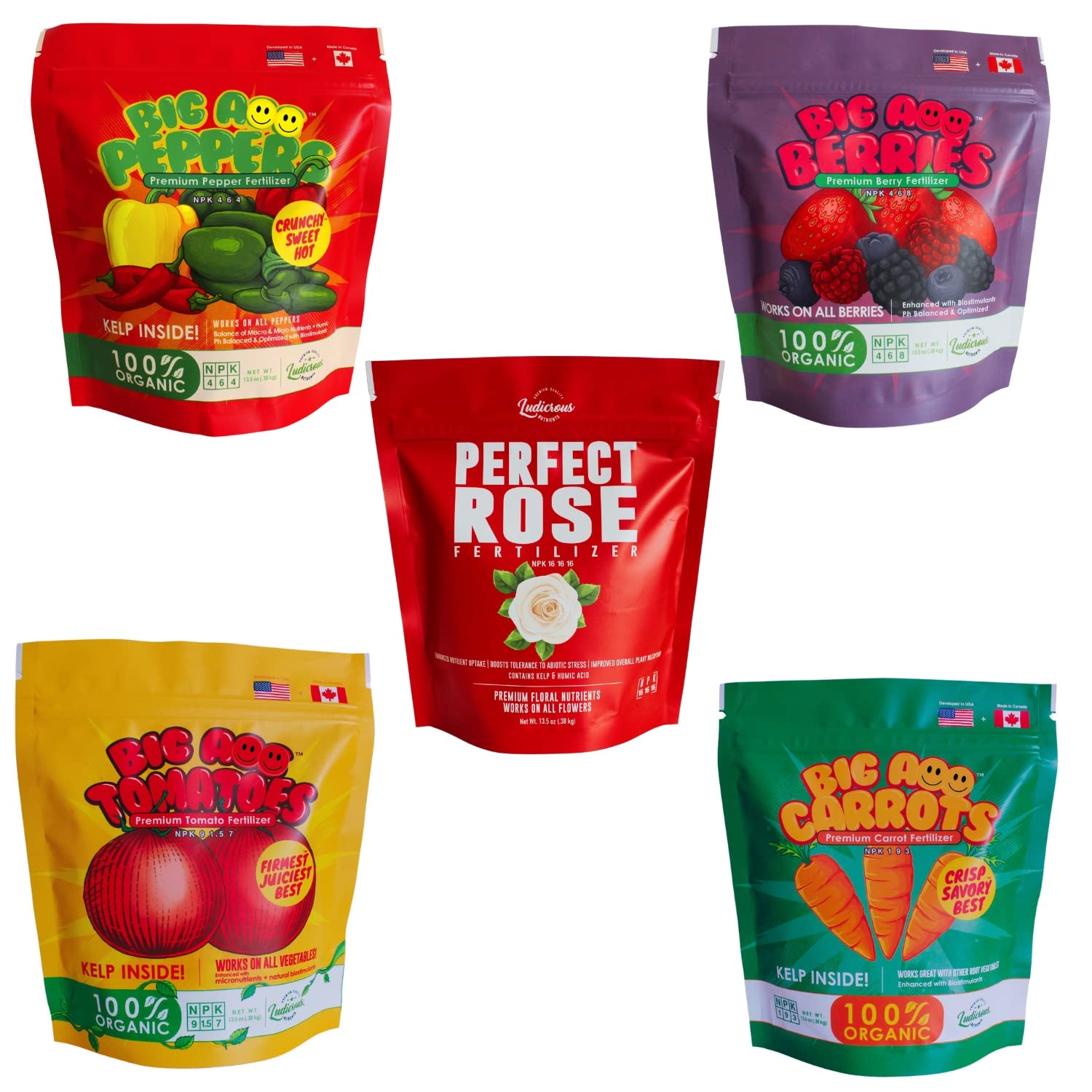 Ultimate Garden Fertilizer Bundle Kit containing 5 of The Best Fertilizers for Vegetables, Fruits, Flowers