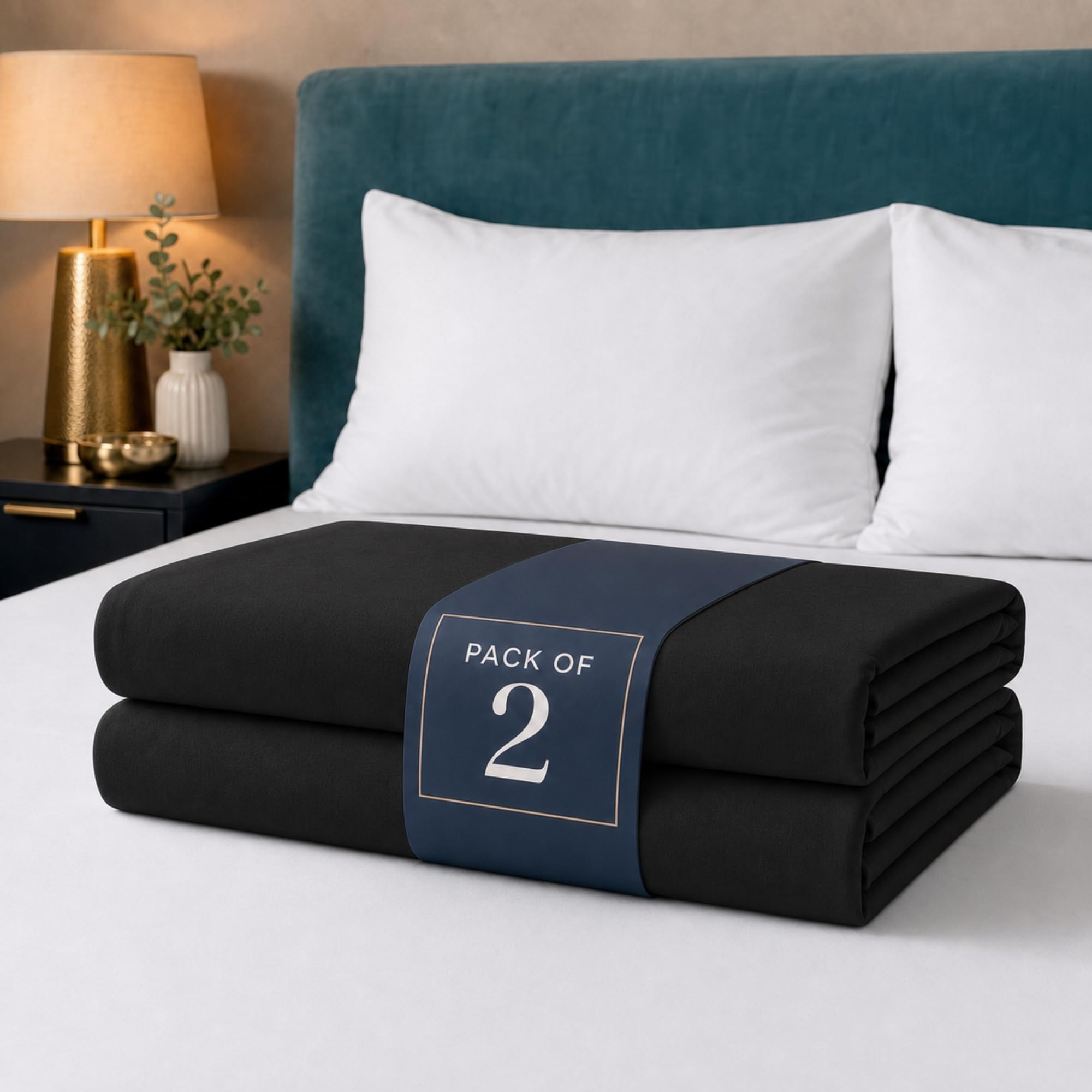 Z&A Bedding Black Fitted Sheet 2x Single - 30CM Extra Deep Elastic Corners Bedsheet, Soft Brushed Microfibre Sheet, Washable, Shrinkage & Fade Resistant — image 1