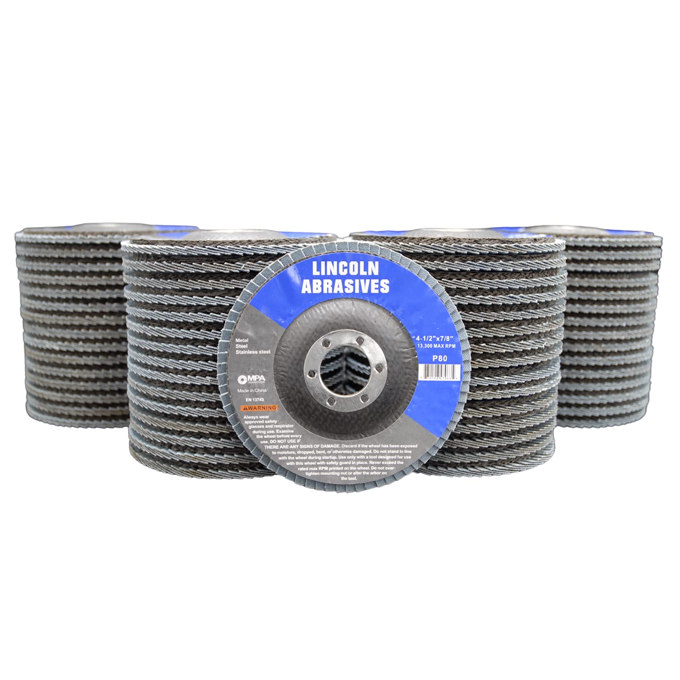 60 Pack Flap Discs 80 Grit 4.5" x 7/8" Sanding Wheels