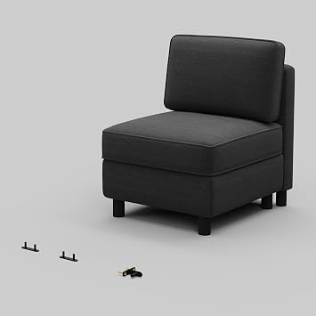 Belffin Modular Sofa Middle Module with Storage for Modular Sectional Sofa Couch Accent Armless Chair Dark Grey