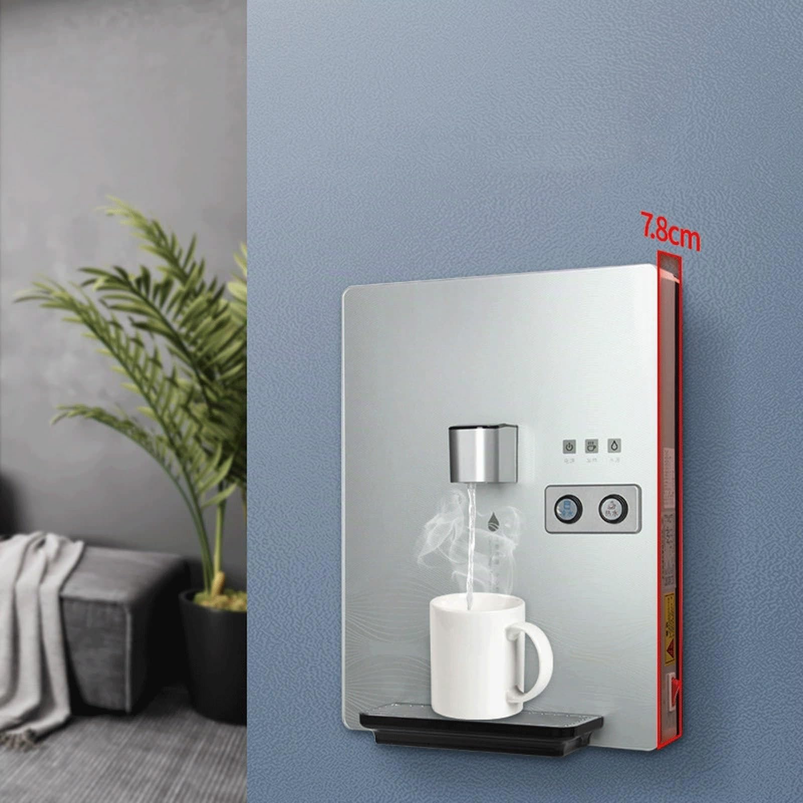 Distributeur Eau Mural Alimenté par Le Réseau Électrique avec Élément Chauffant en Acier Inoxydable Et Double Commande Fontaine A Eau pour Bureau,Salon,Chambre À Coucher