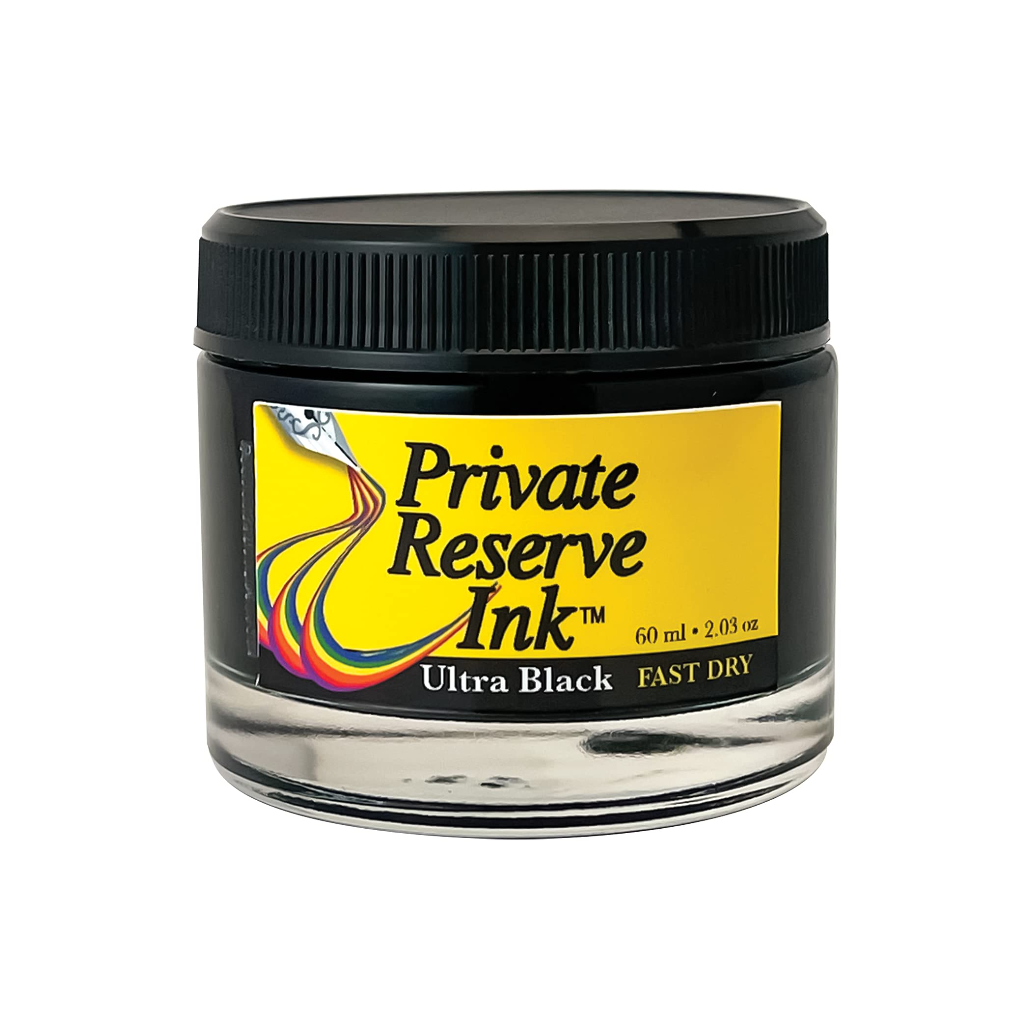 Private Reserve Ink FAST DRY - 60 ml Ink Bottle for Fountain Pen (Ultra Black Fast Dry) (PR17044)