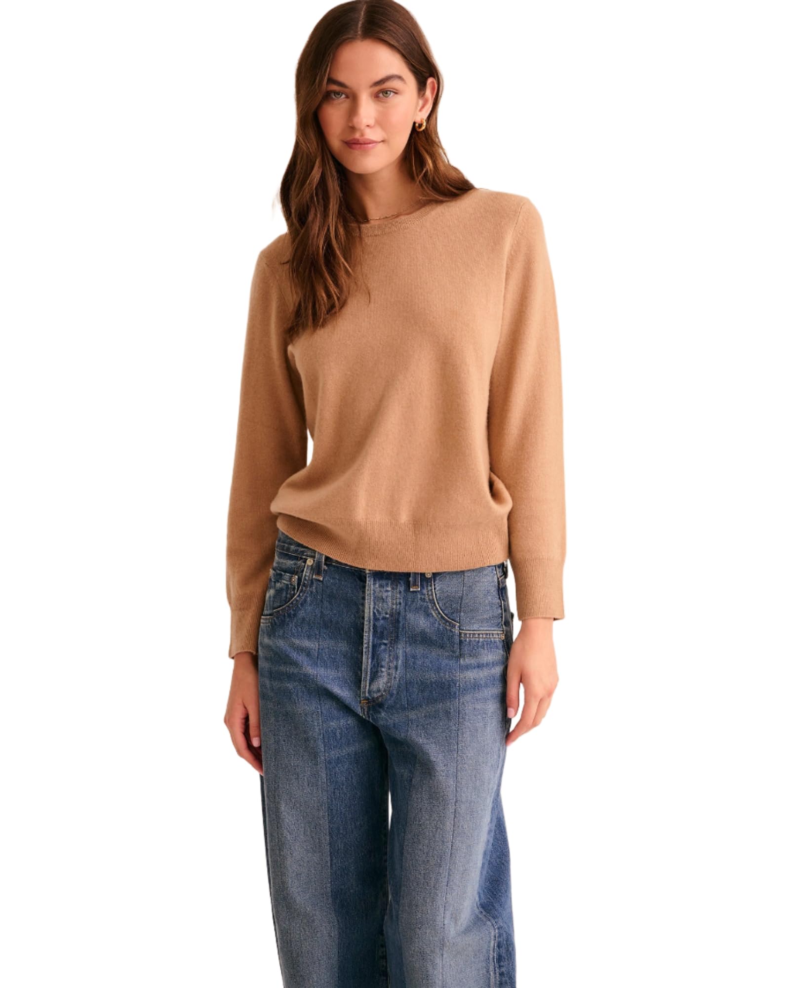 Naadam Women's Camel The Original Cashmere Crewneck Sweater, Small