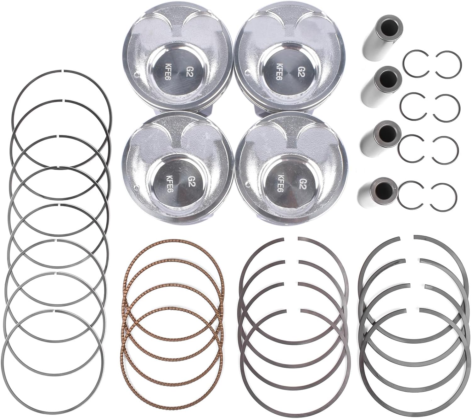 4Pcs Piston & Rings Kit Replacement for Hyundai Elantra GT Base Sport Coupe Tucson GLS SE 2.0L L4 Gas 23041-2E210 23041-2E200