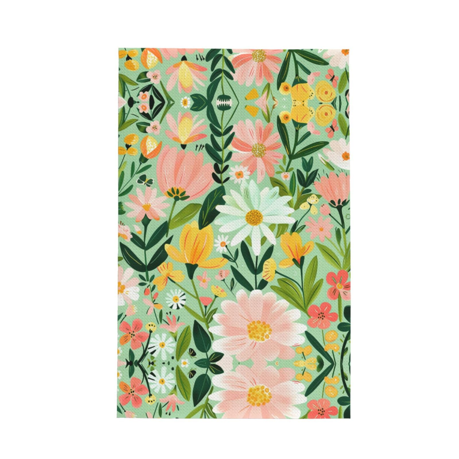 Xxahnbm Black Cheerful Colorful Daisy Print Waffle Kitchen Towel,Absorbent Hand Towel
