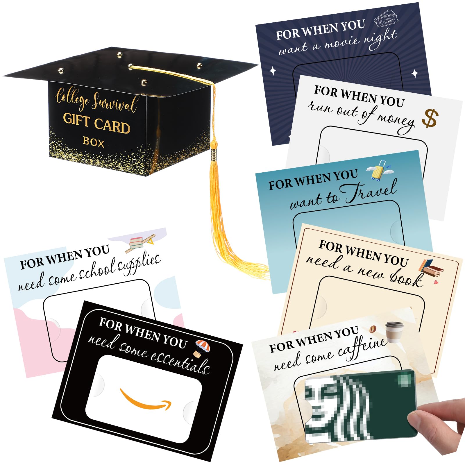 Photo 1 of 20 Pcs Graduation College Gift Card Book 2026 Open When Envelopes for Student, Going Away to College Gifts, University Survival Box Gift School Birthday Cash Card Holder Package for Girls Boys