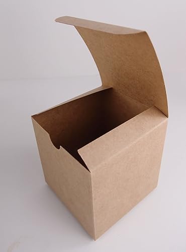 Crafts - Caja de regalo de papel kraft vintage, 4 x 4 x 4 unidades, 10 unidades