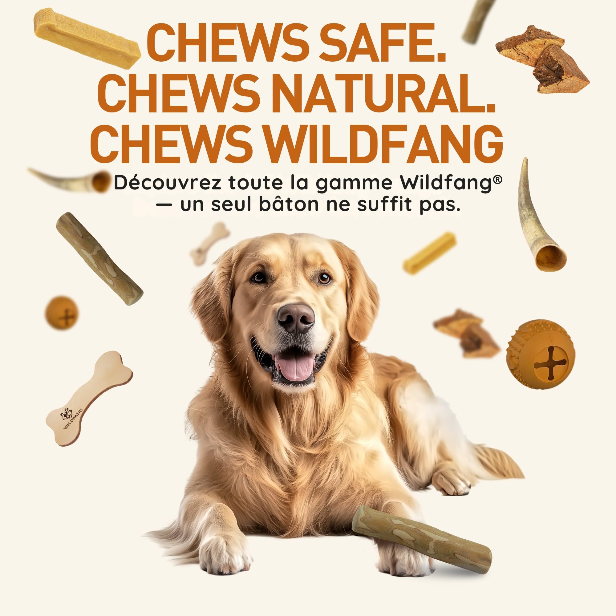 Wildfang® Bois de Café Naturel pour Chien, M – Jouets à Mâcher Robustes pour Mâcheurs Agressifs, Jouets de Dentition pour Chiot, Entraînement des Muscles de Mastication, Chiens de 15 à 25 kg, lot de 3