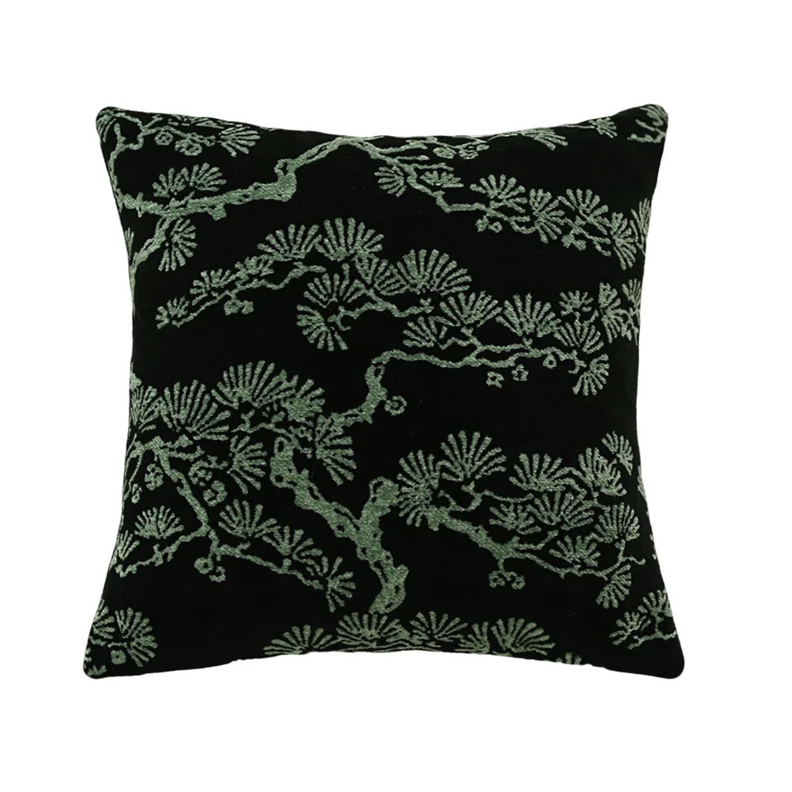 IUVYTA Chenille Pillow Covers Green Cushion Cover 45x45cm Chenille Jacquard Plush Throw Pillow Decoration Ethnic Living(Green pine)