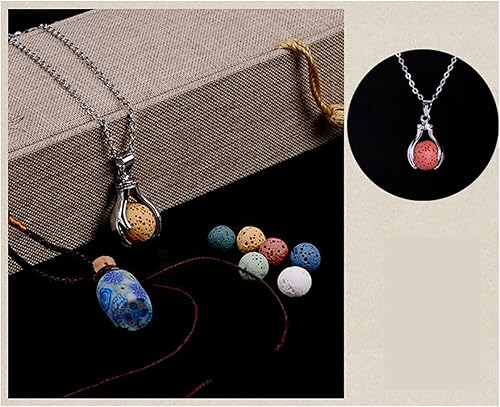 Miniatura 4 de Cuentas sueltas de piedra de lava lisas, cuentas redondas de roca de lava de colores, piedras preciosas volcánicas para hacer joyas hechas a mano y