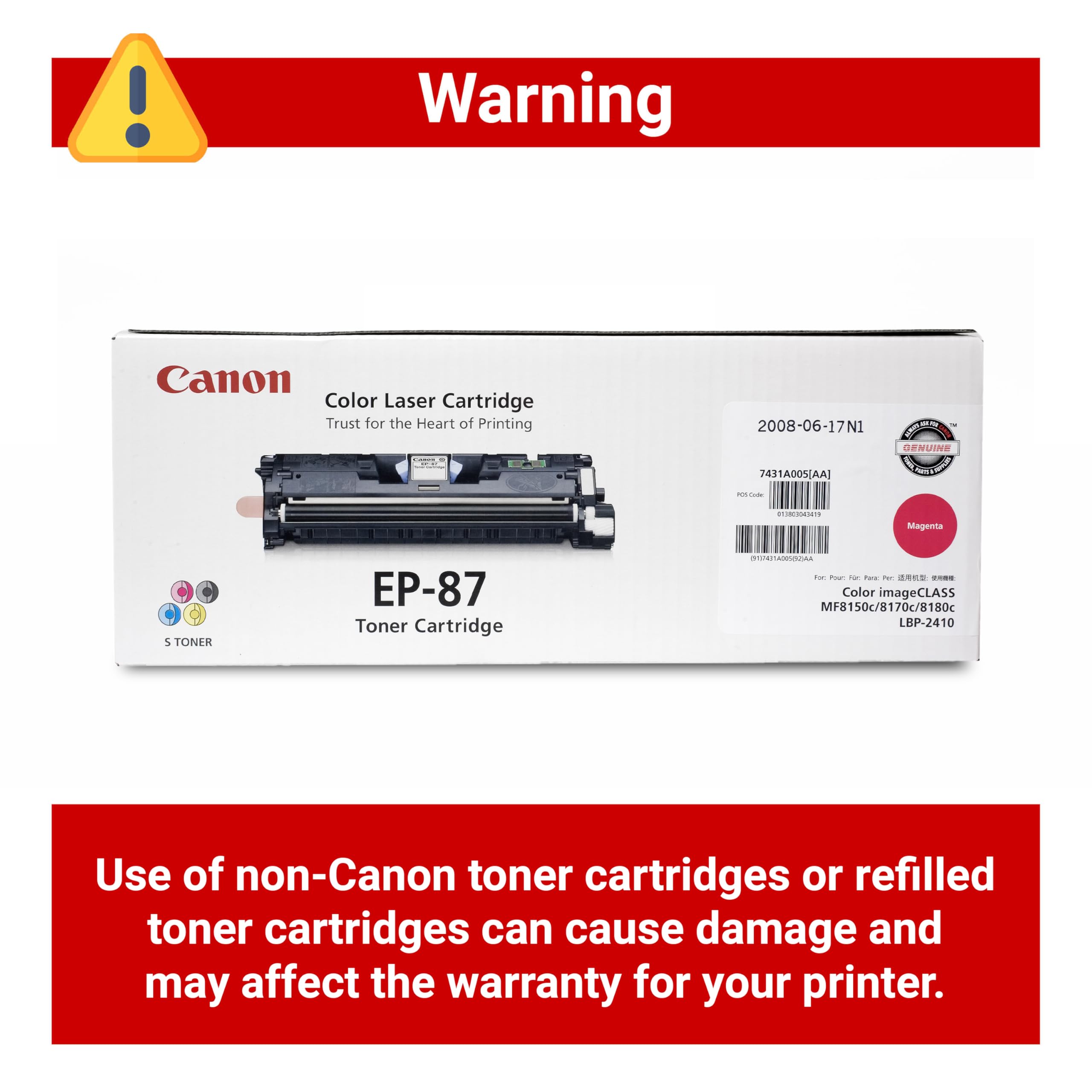 Amazon.com: Canon Genuine Toner, Cartridge EP-87 Magenta (7431A005 