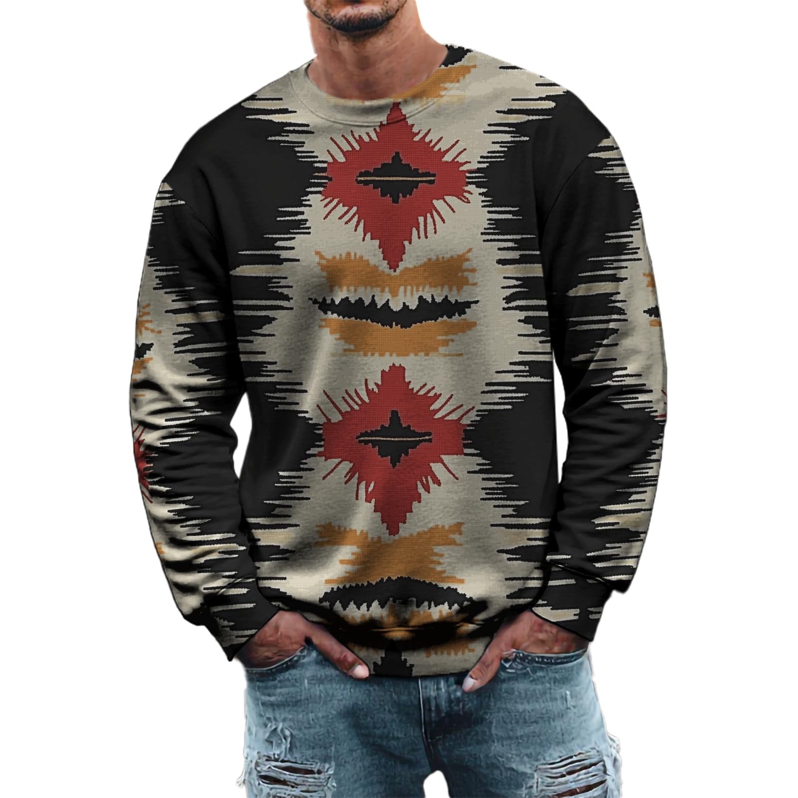 MARSVOVO Sweatshirts for Men Comfortable Crewneck Long Sleeve Pullover Plus Size Sweatshirt Lounge Fall Basic Tops