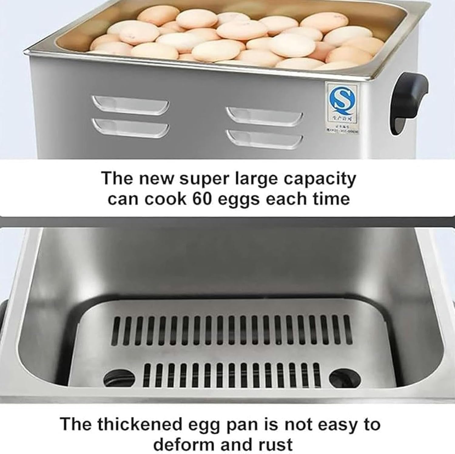 Wzglod Electric Hot Spring Egg Cooker, Commercial 45/60Pcs Large Capacity Egg Boiled Steamer Maker with Timer, Temperature Control 30~110°C, Egg Half-Boiled Soft-Boiled Machine for Kitchen