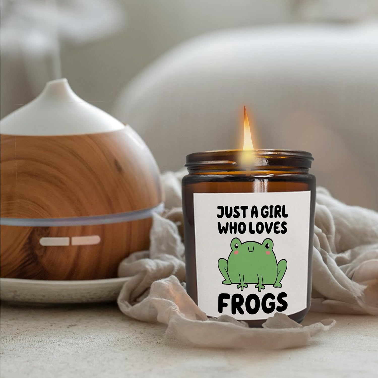 Mancheng-zi Cute Frog Candle, Bathroom Candle,Frog Gifts for Women Frog Lovers Girls, Frog Themed Gifts, Just a Girl Who Loves Frogs Scented Candles - view 3