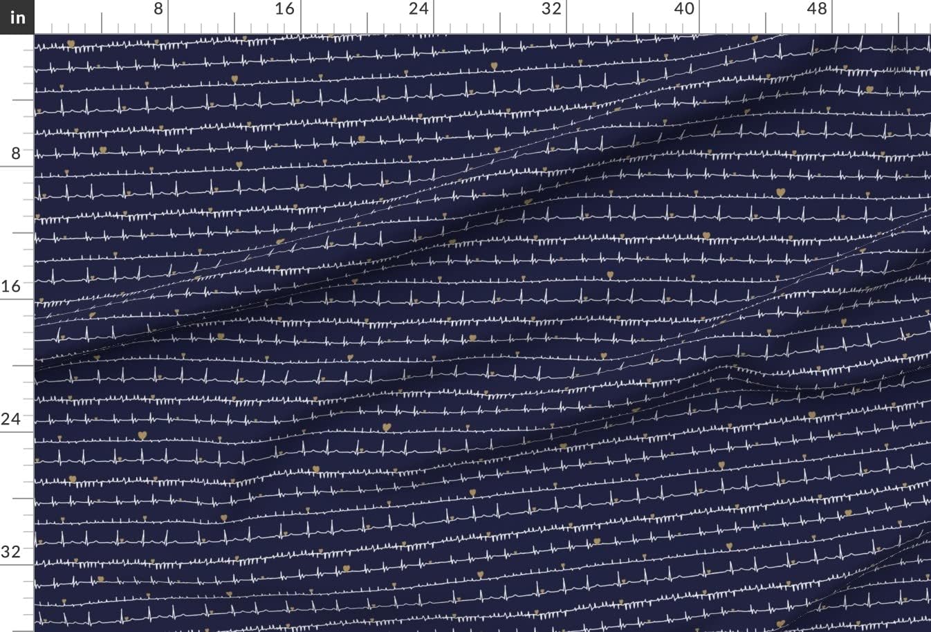 Spoonflower Fabric - Heart Navy White Sketch Medical Nurses Heartbeat Profession Doctor Printed on Minky Fabric by The Yard - Sewing Baby Blankets Quilt Backing Plush