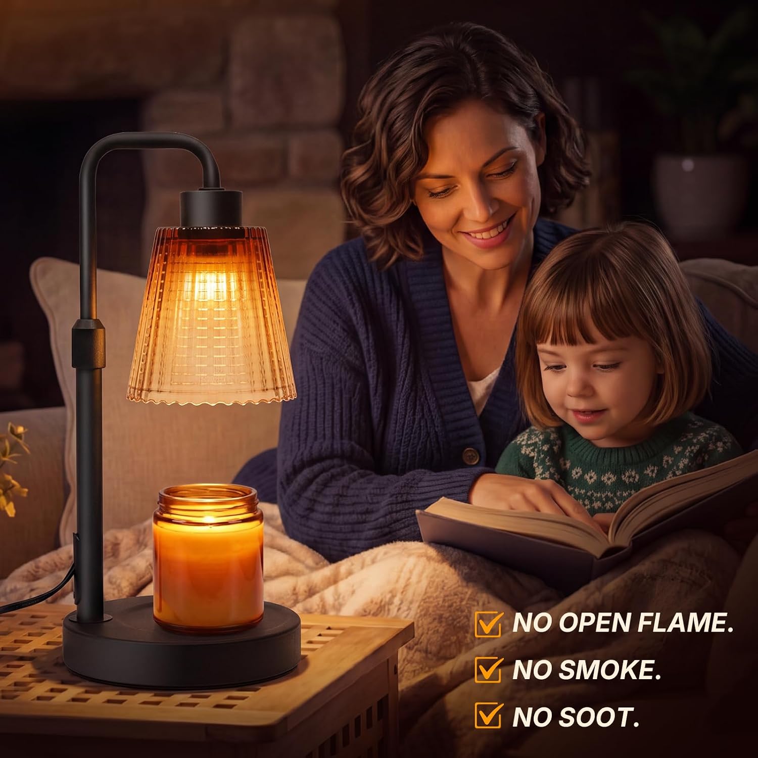 BIMO Candle Warmer Lamp with Timer and Dimmer, Adjustable Height Candle Lamp Warmer for Jar Candles, Flameless Top-Down Wax Melt Warmer with Auto Shut Off, Vintage Home Decor Gift for Women Mom