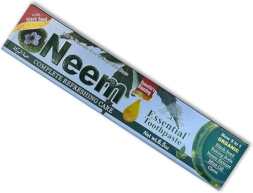 Miniatura 5 de Essential Palace Neem Pasta de dientes esencial 5 en 1 sin flúor [Paquete de 6, color blanco, 6.5 onzas]
