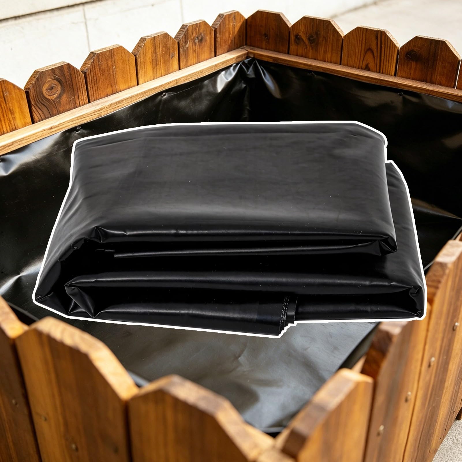 JNTFNE Leak-Proof Liner for Raised Bed Geotextile Waterproofing Fabric Heavy-Duty HDPE Black Pond Fish Ponds Water Storage Tanks(6x8m(19.7x26.2ft))