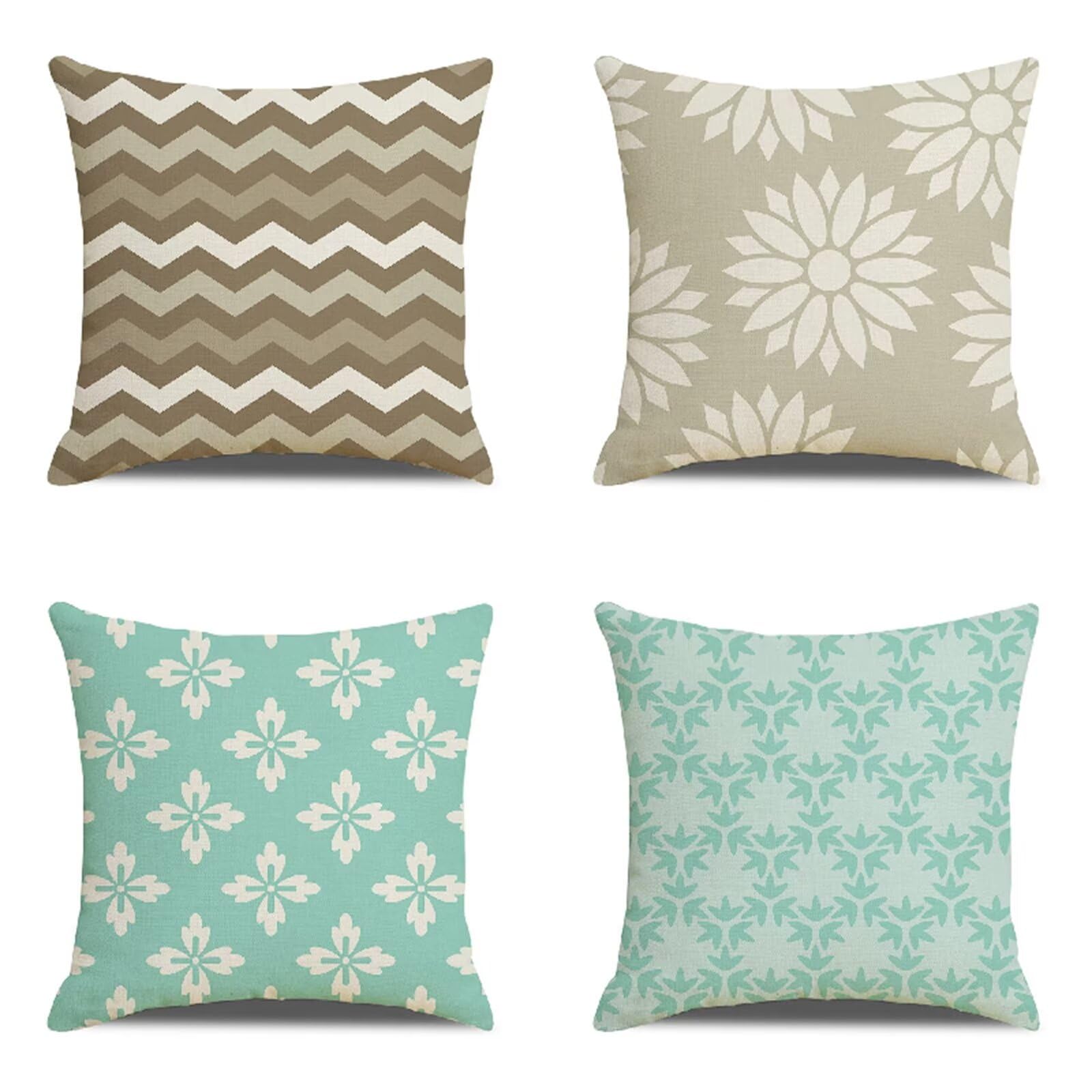Juego de 4 Geometría Moderno Fundas de Cojines, nórdico Cojines Decoracion Impermeable 55x55cm,Otoño Fundas Cojín suave Decorativas,Sofá Sala de Estar Exterior Jardín Cojin, Cremallera Oculta HY-1643