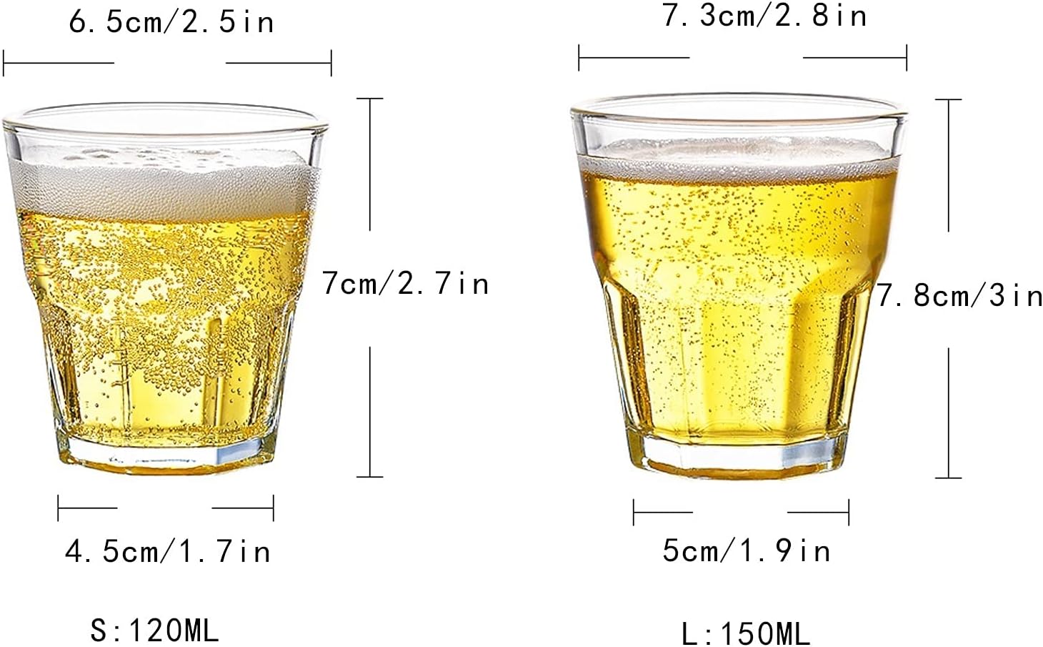 Beer Cup Beer Glass 4/5 OZ Clear 10 Piece Set Easy Stacking in The Cupboard Plus Great for Drinking with Friends and Loved Ones Beer Stein(Large)