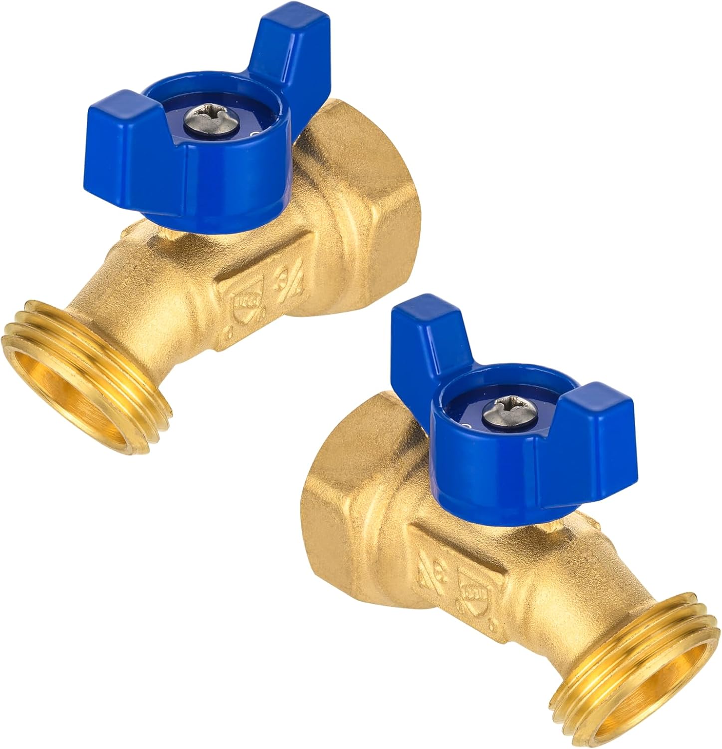 2-Pack HeSun Outdoor Hose Bibb Faucet/Valve,1/4-Turn Garden Spigot,3/4" Female NPT Inlet x 3/4" Male Hose Thread (GHT) Outlet,Blue(SILLCOCK042-2)