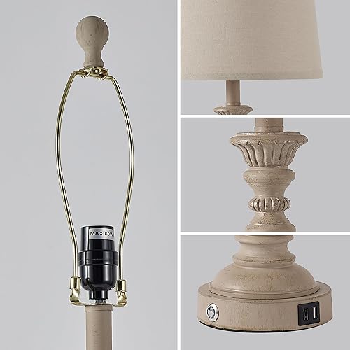 Miniatura 7 de BZZMMB Juego de 2 lámparas de mesa grandes para sala de estar, con control táctil, lámparas de dormitorio de granja de 29.7 pulgadas con 2 puertos