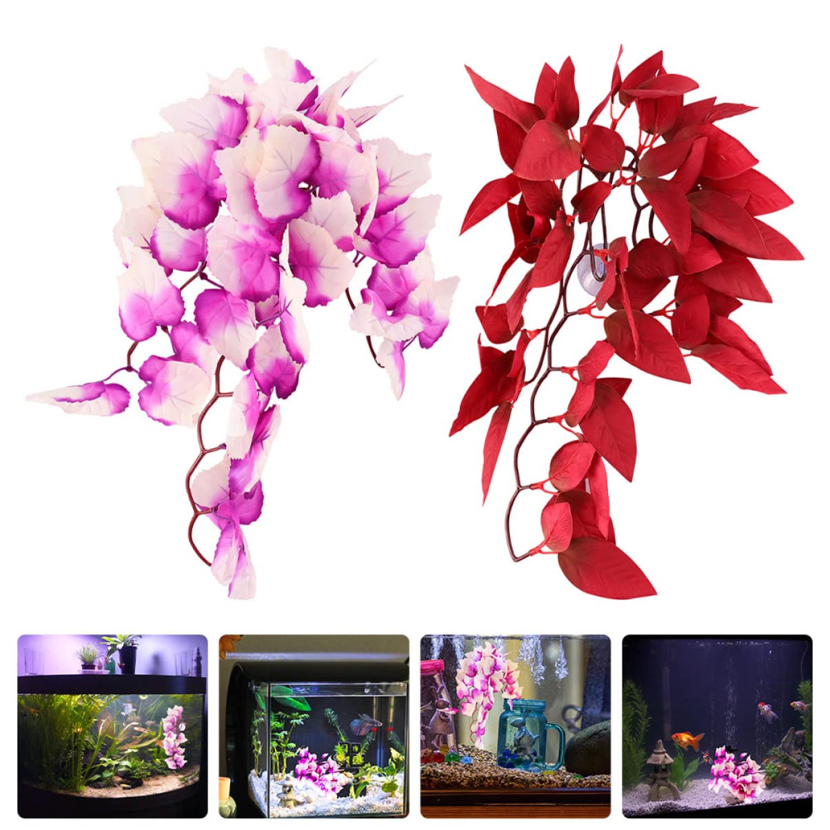 Sosoport 5 Set Accessori Per Animali Domestici Rattan Gechi Piante Serpentine Accessori Per Rettili Habitat Per Rettili Piante Sospese Per Rettili Decorazioni Vivaci Per 2 pezzi * 5