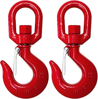 Cedilis 2 Pack 3 Ton Heavy Duty Swivel Lifting Hooks with Safety Latch - Forged Alloy Steel Rotating Rigging Hooks for Cranes, Engine Hoists