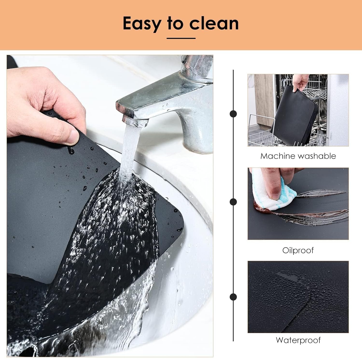 KitchenRaku Silicone Mat for Kitchen Worktop Protector 40x30 cm Nonstick Heat Resistant Countertop Mat, Nonskid Placemat - Image 4