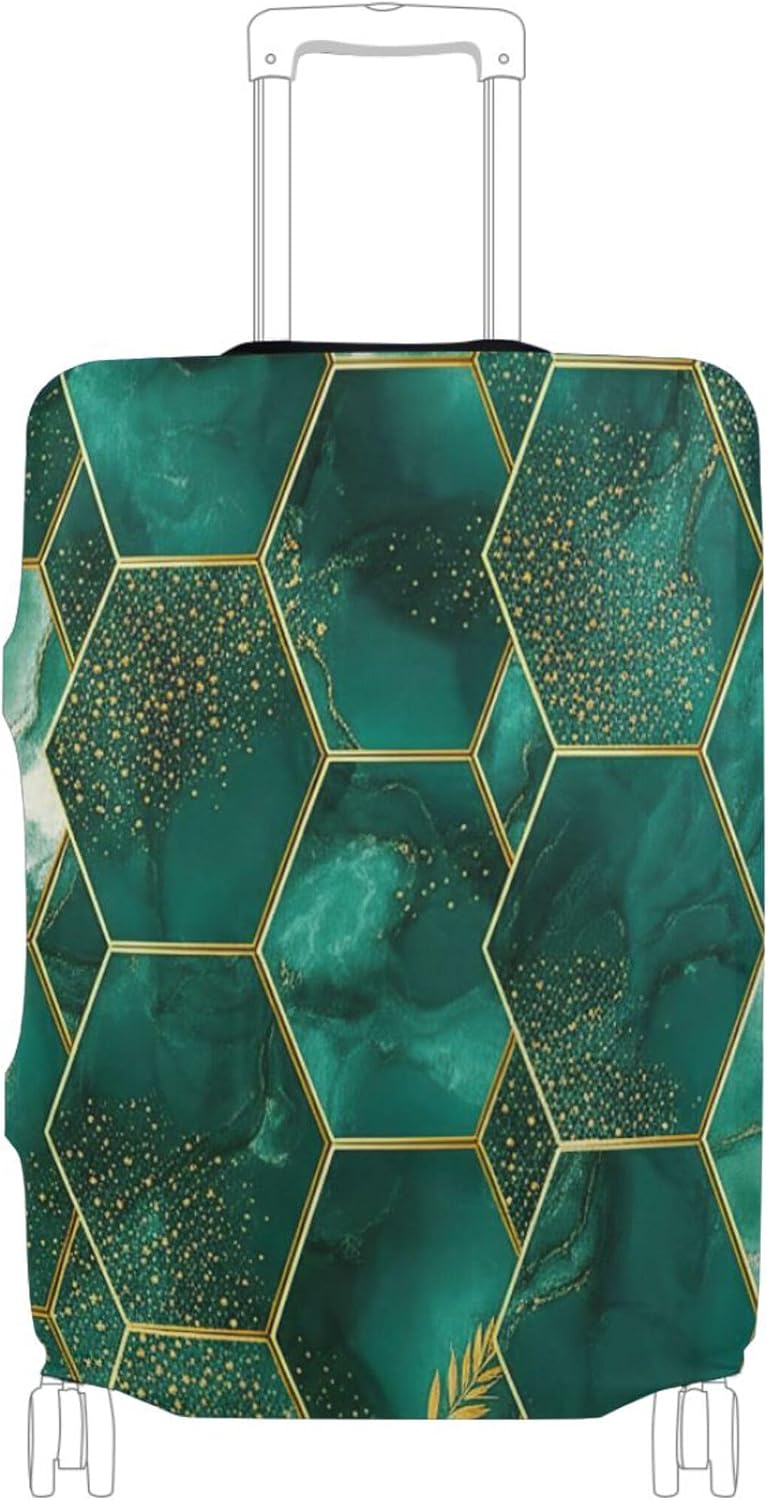 Joisal Aesthetic Luggage Covers for Suitcase Protectors Elastic Green Marble Travel Luggage Sleeve for Women, S, Fits 18-20 Inch Case