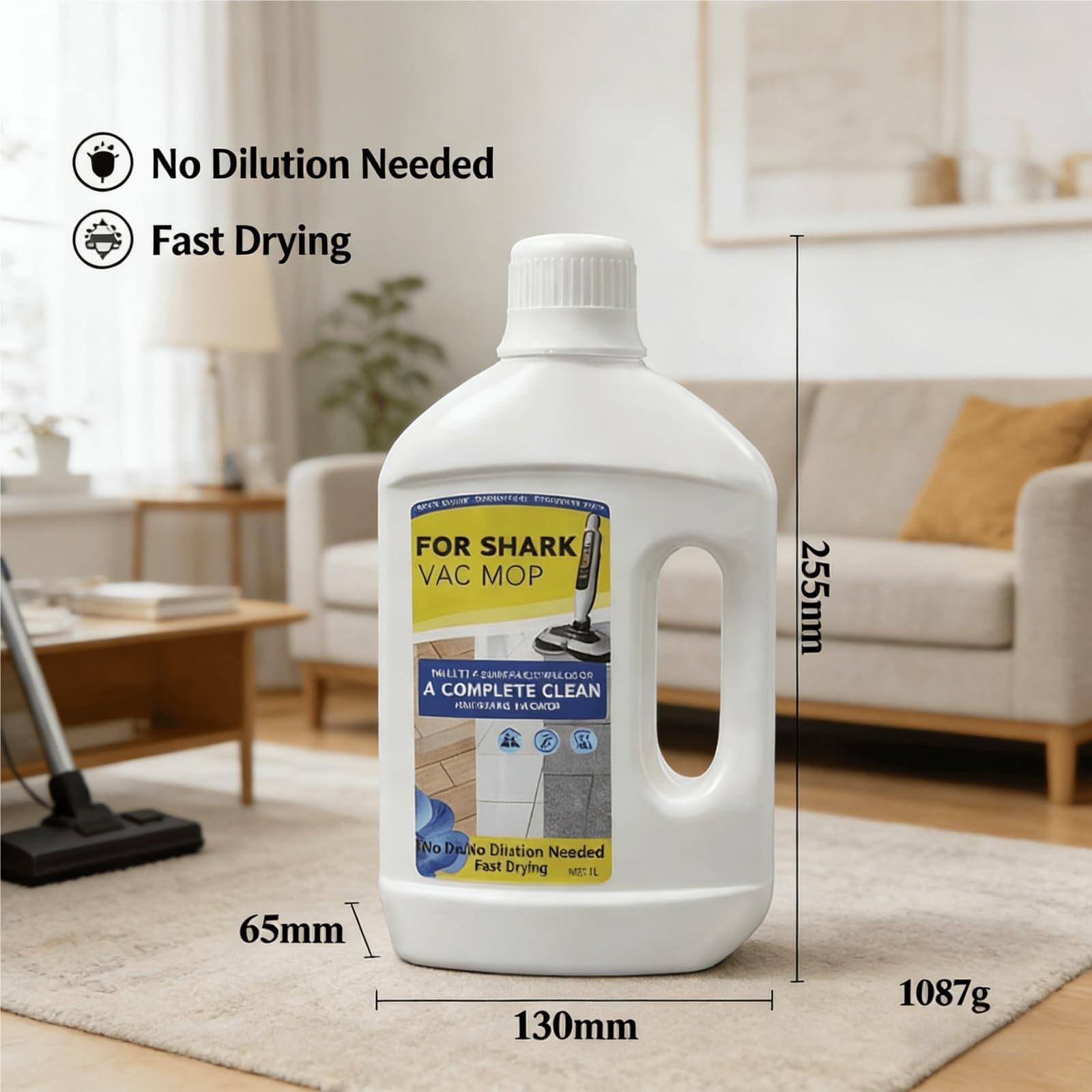 Compatible con Shark VACMOP VM252 Limpiador Sin Cable Limpiador Multisuperficies for Suelos 1L Solución de Limpieza for Madera Sellada Baldosas Laminato Fragancia Primaveral(2 bottle)