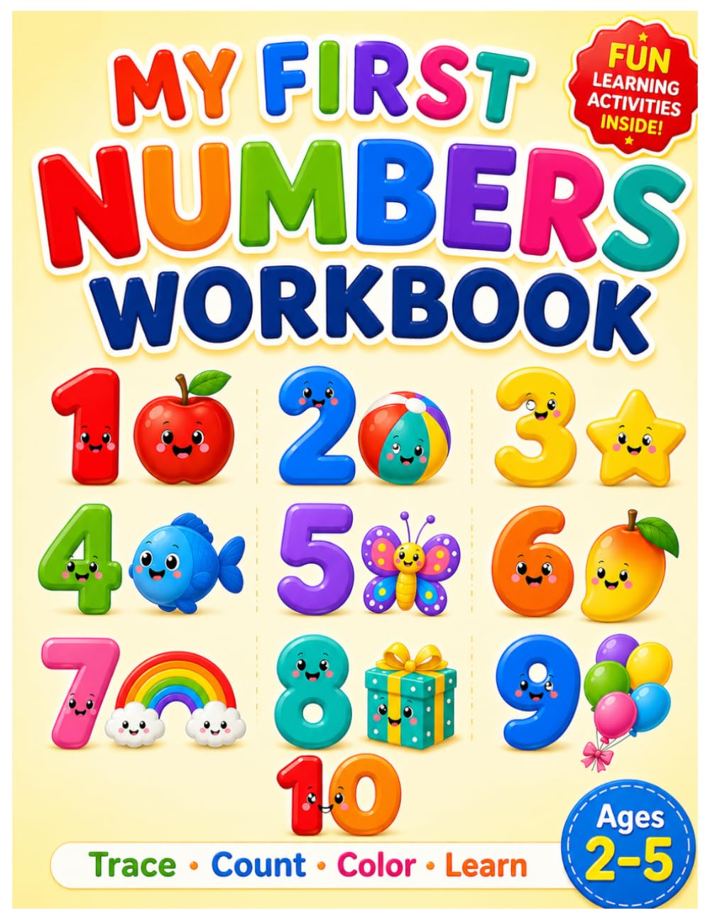 Learn to Trace, Count, Color & Write Numbers 1–10: Tracing, Counting, Coloring & Early Learning Activities for Preschoolers