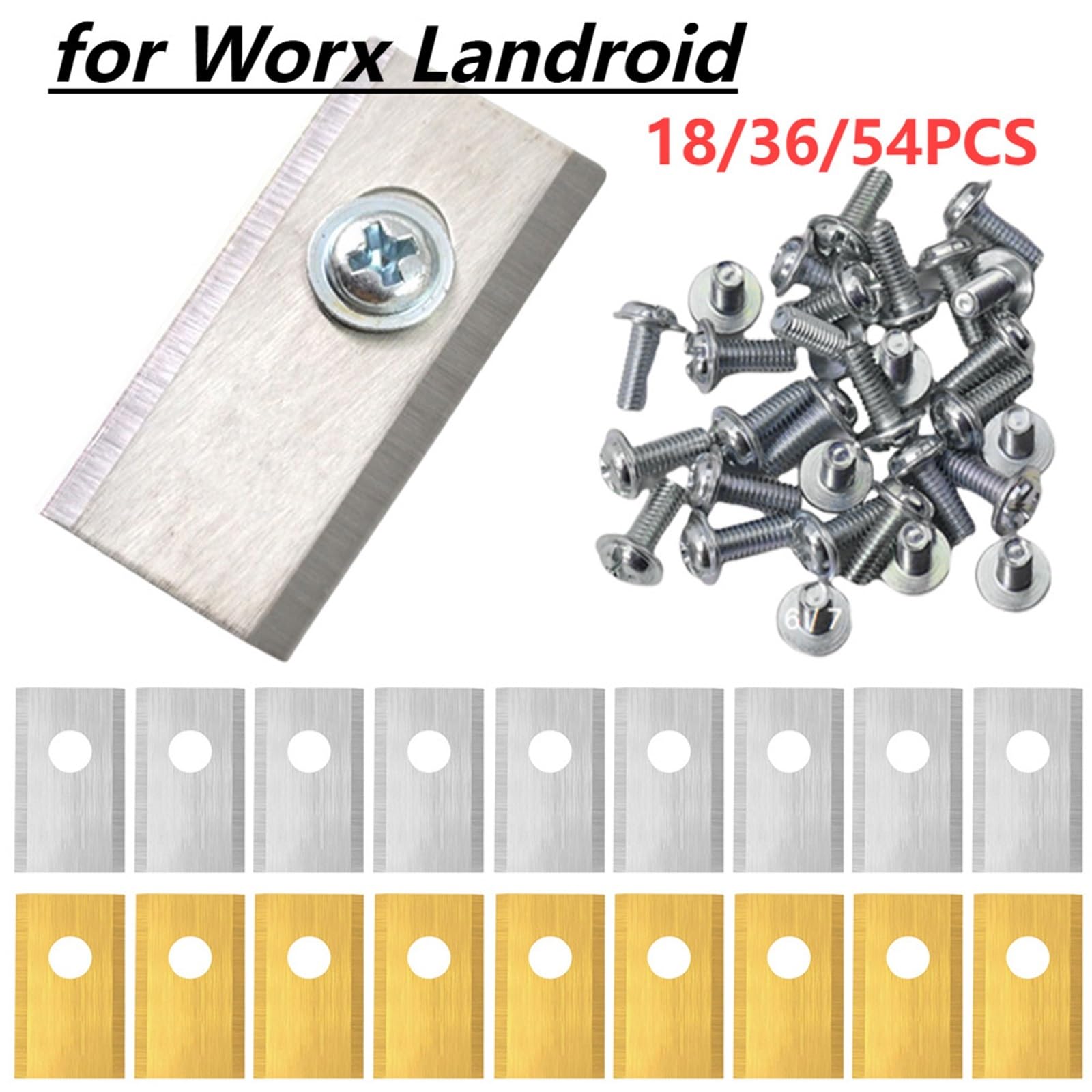 Juego De Cuchillas Corte For Cortacésped Acero Inoxidable Repuesto, 18/36/54 Uds., Robótico Compatible Con Wo&rx* Land&roid*(Gold 54PCS)