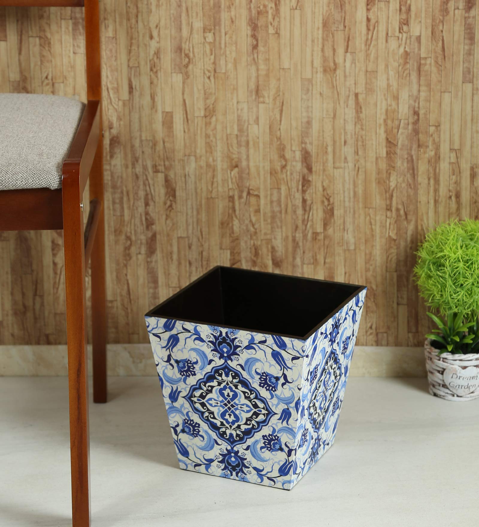 Reinvention Factory Wooden Dustbin in Iznik Design