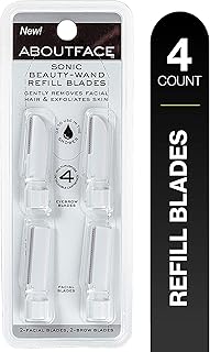 About Face Sonic Beauty-Wand Refill Blades for Exfoliating, 4 Pack â€“ Includes 2 Facial Blades & 2 Brow Blades