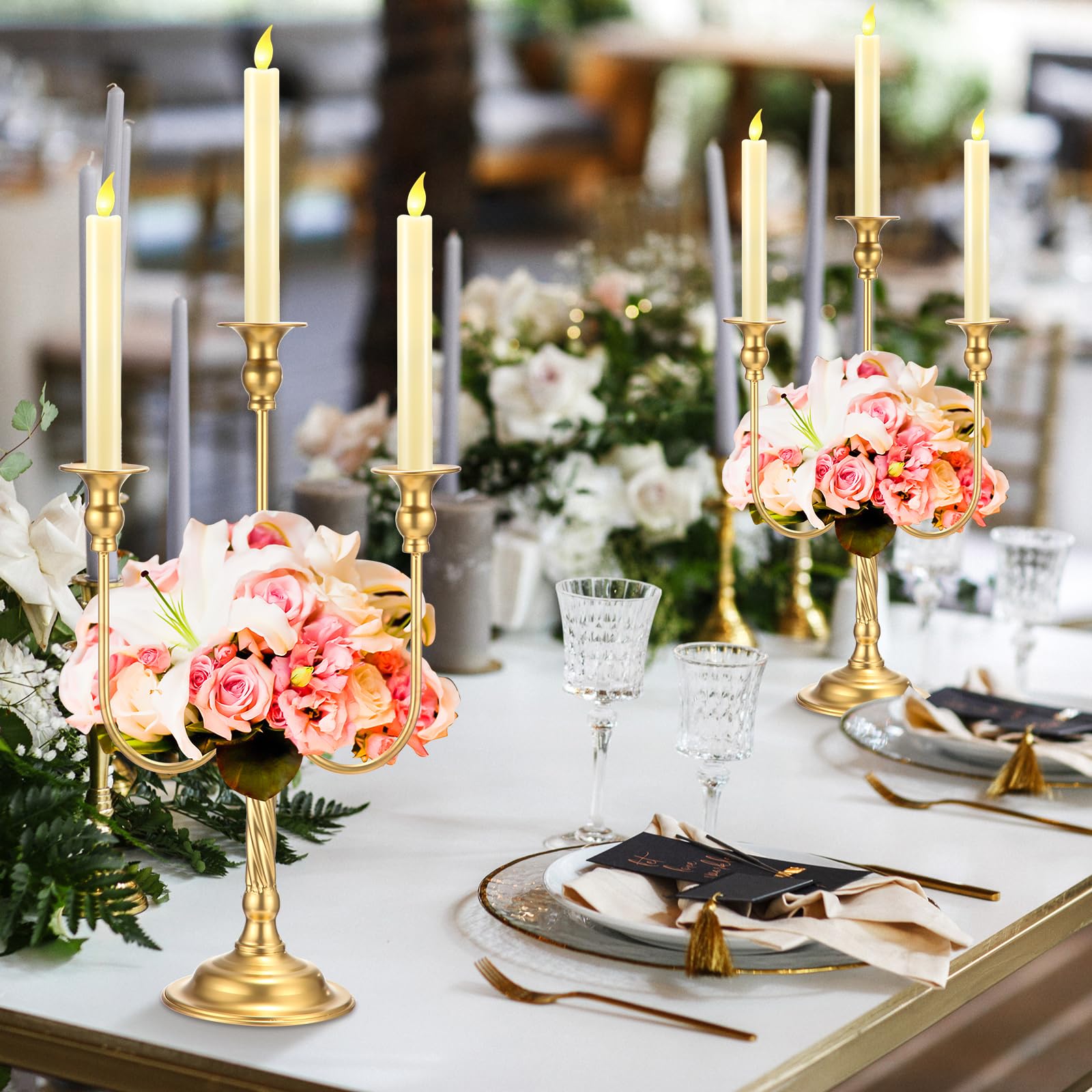 Feirdhoo Lot De 6 Bougeoirs Dorés En 3 Hauteurs Différentes