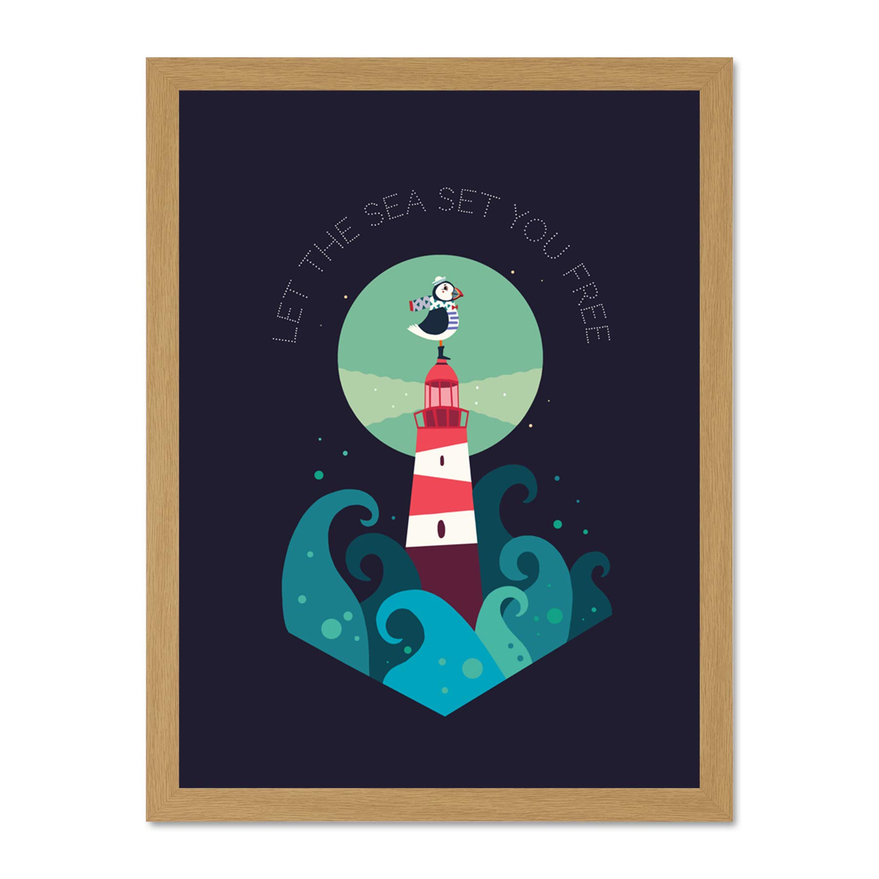 Wee Blue Coo Lighthouse Sea Free Large Framed Art Print Poster Wall Decor 18x24 inch