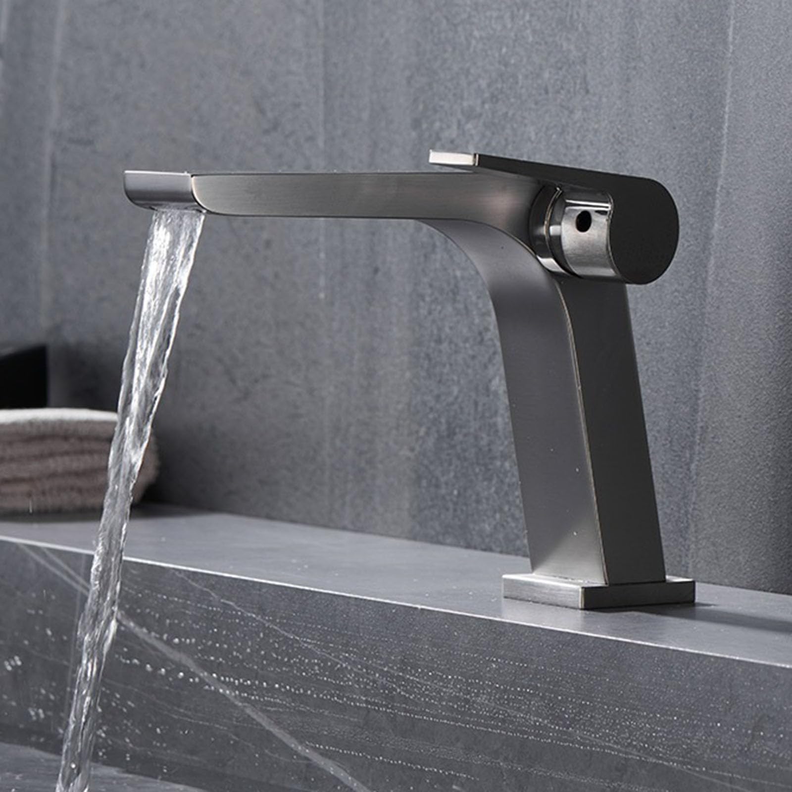 Grifo Baño Cascada Laton, Grifo de Baño Monomando agua Caliente y agua Fria Pistola Gris